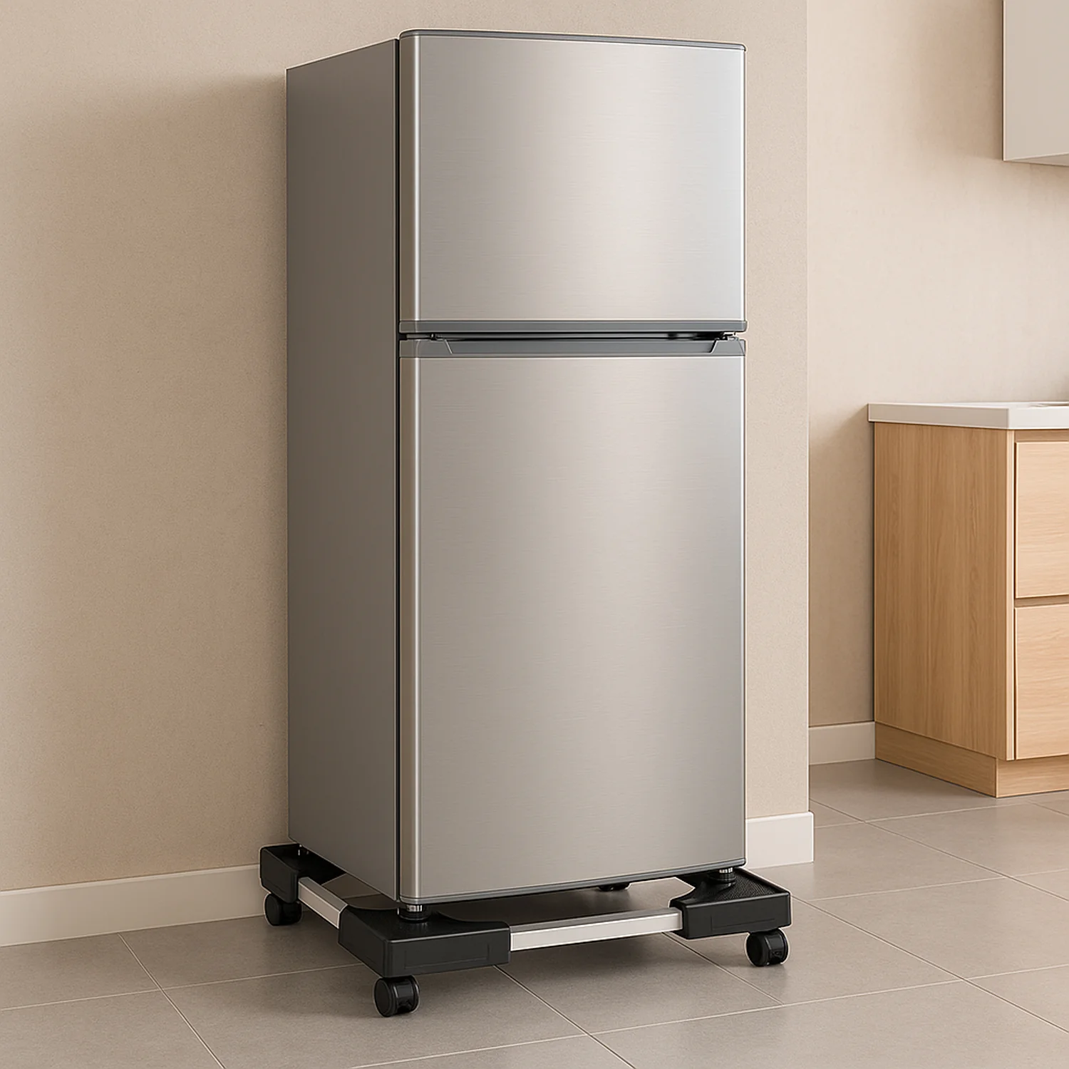 Fridge & Washing Machine Stand Trolley – Adjustable Heavy-Duty 50x50 cm - Image 3