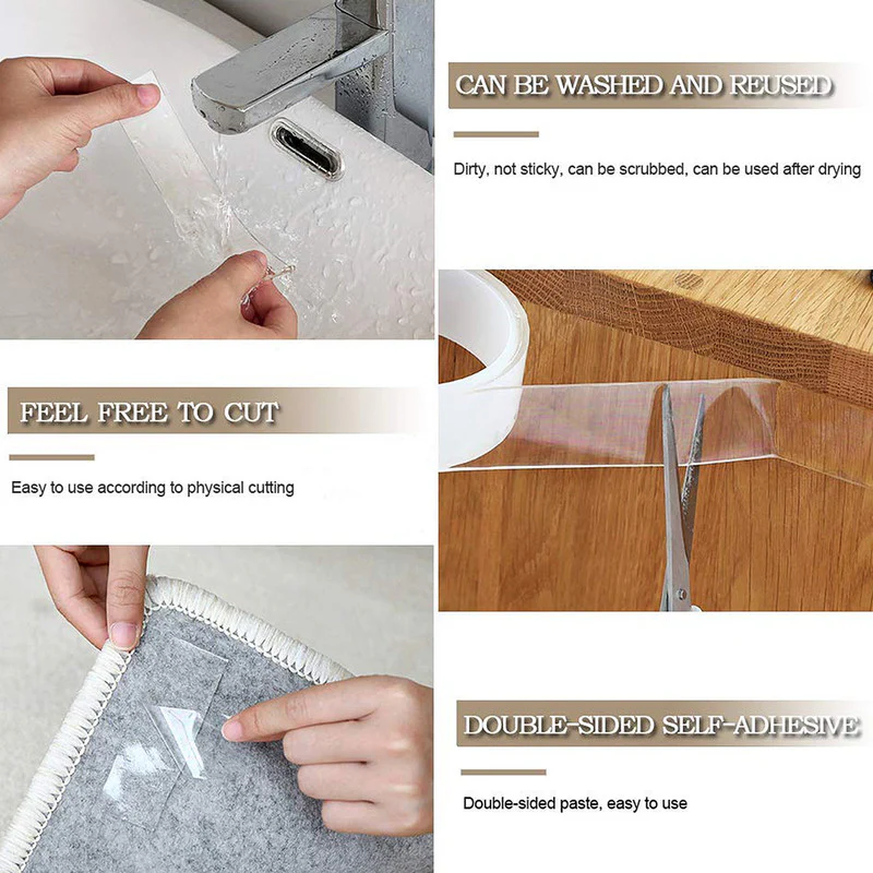 Nano Grip Tape 3m – Reusable Transparent Double-Sided Adhesive - Image 3