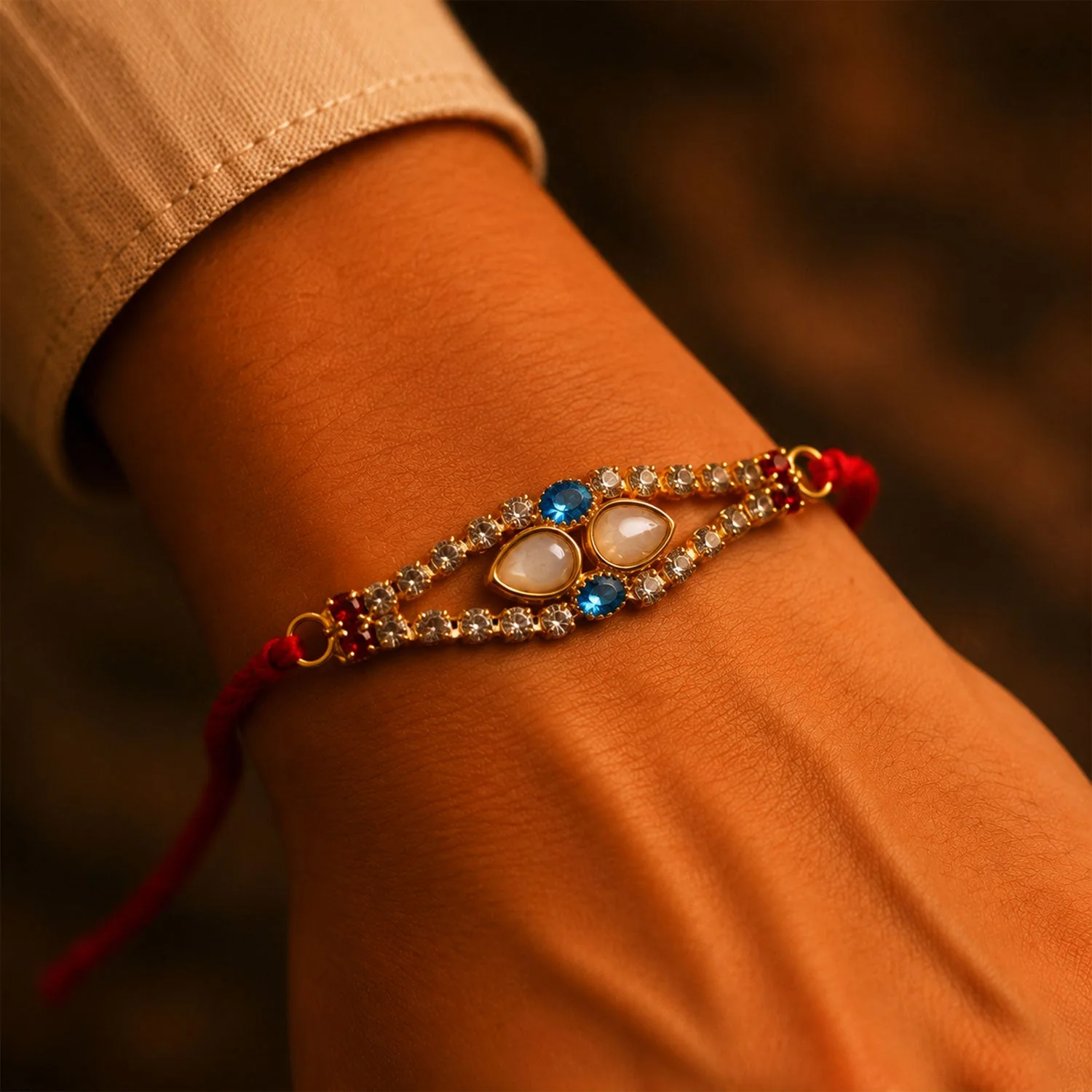 American Diamond Pearl Rakhi – Elegant & Luxurious Design - Image 3