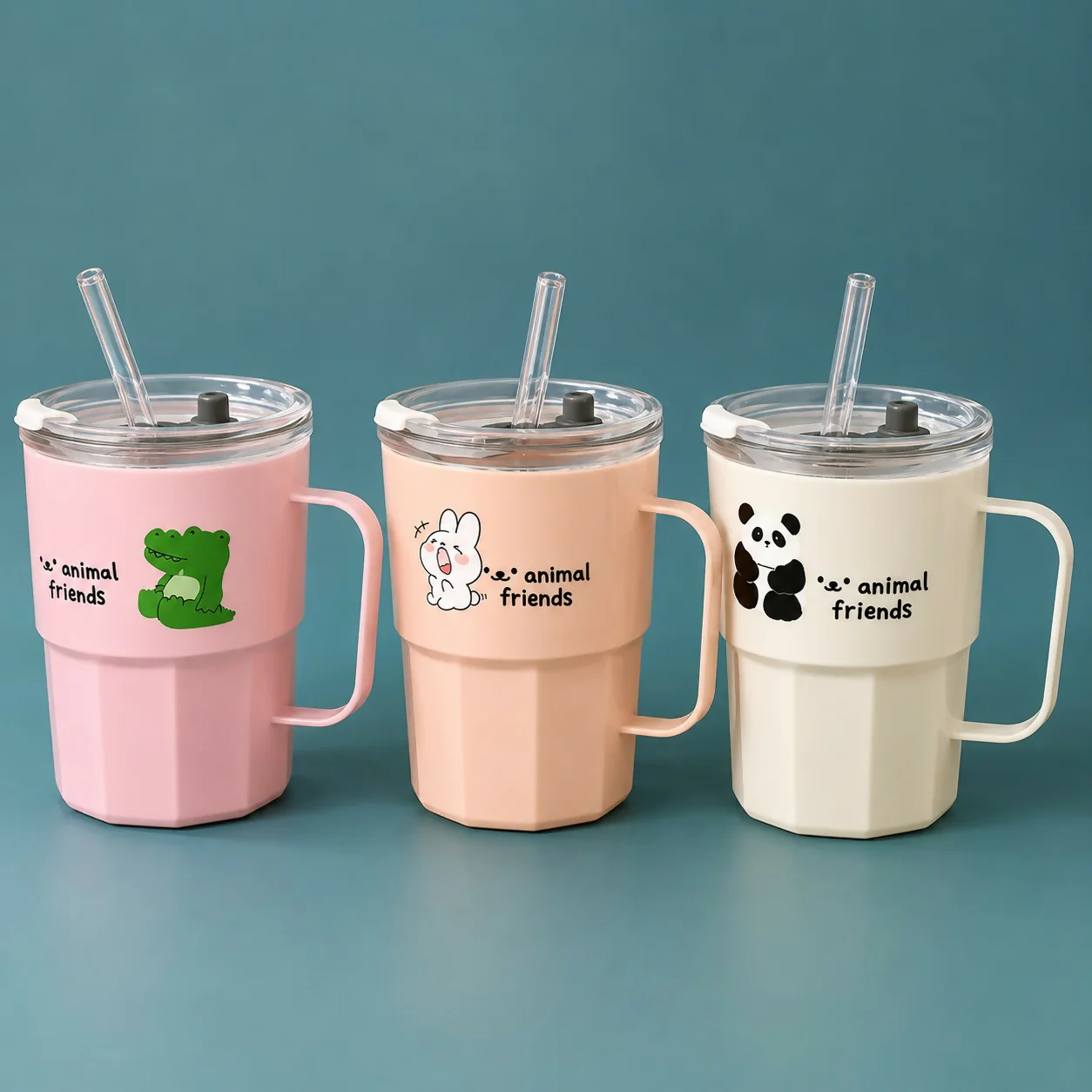 Animal Friends Glass Tumbler – Cute Animal Print with Straw - Image 4