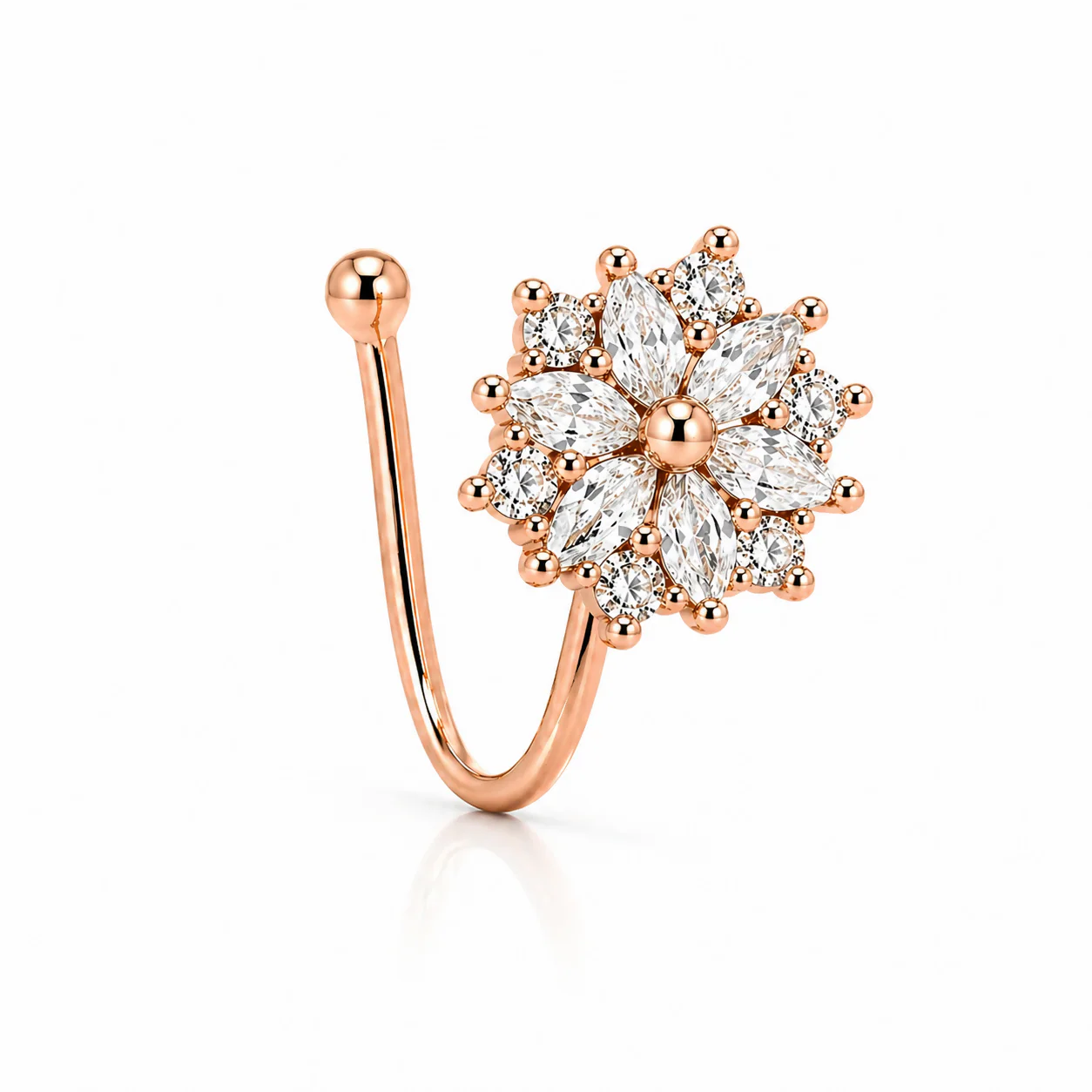 Anti Tarnish Nose Stud – Elegant Floral Design for Women & Girls - Image 4