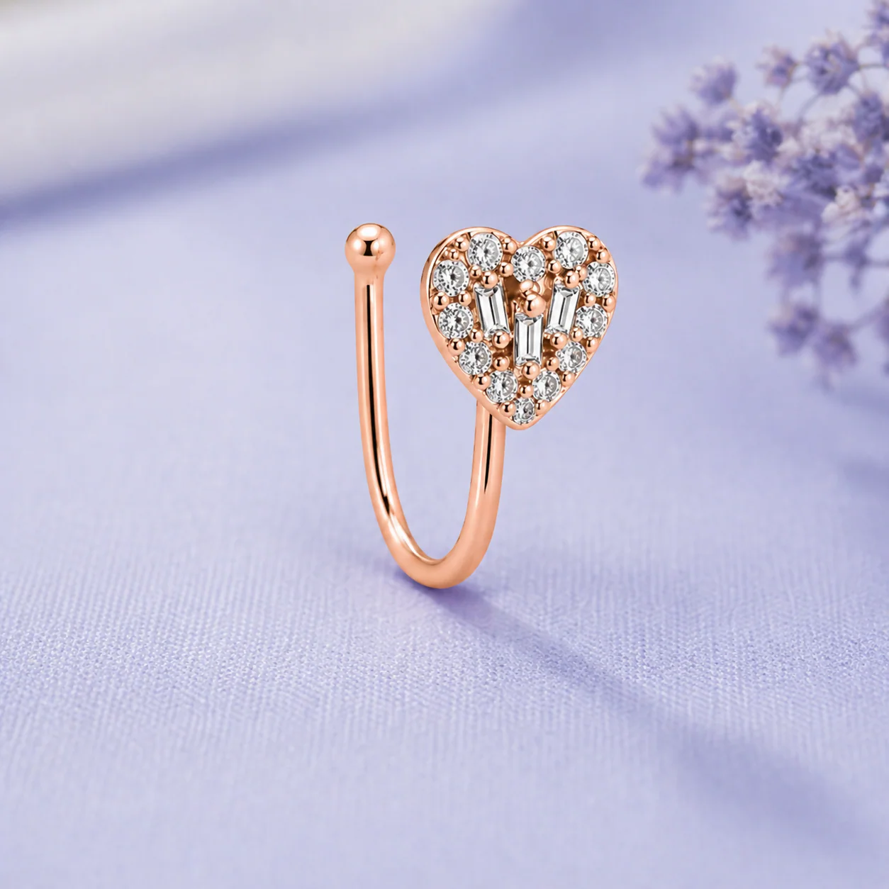 Anti-Tarnish Heart Shaped Nose Stud – Elegant & Durable Accessory - Image 3