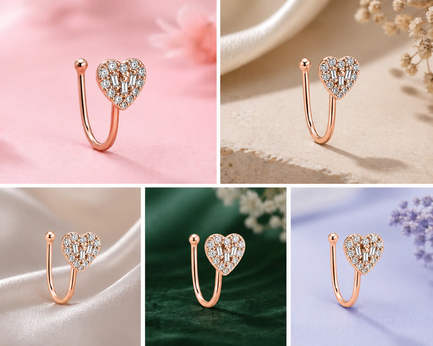 Anti-Tarnish Heart Shaped Nose Stud – Elegant & Durable Accessory - Image 5
