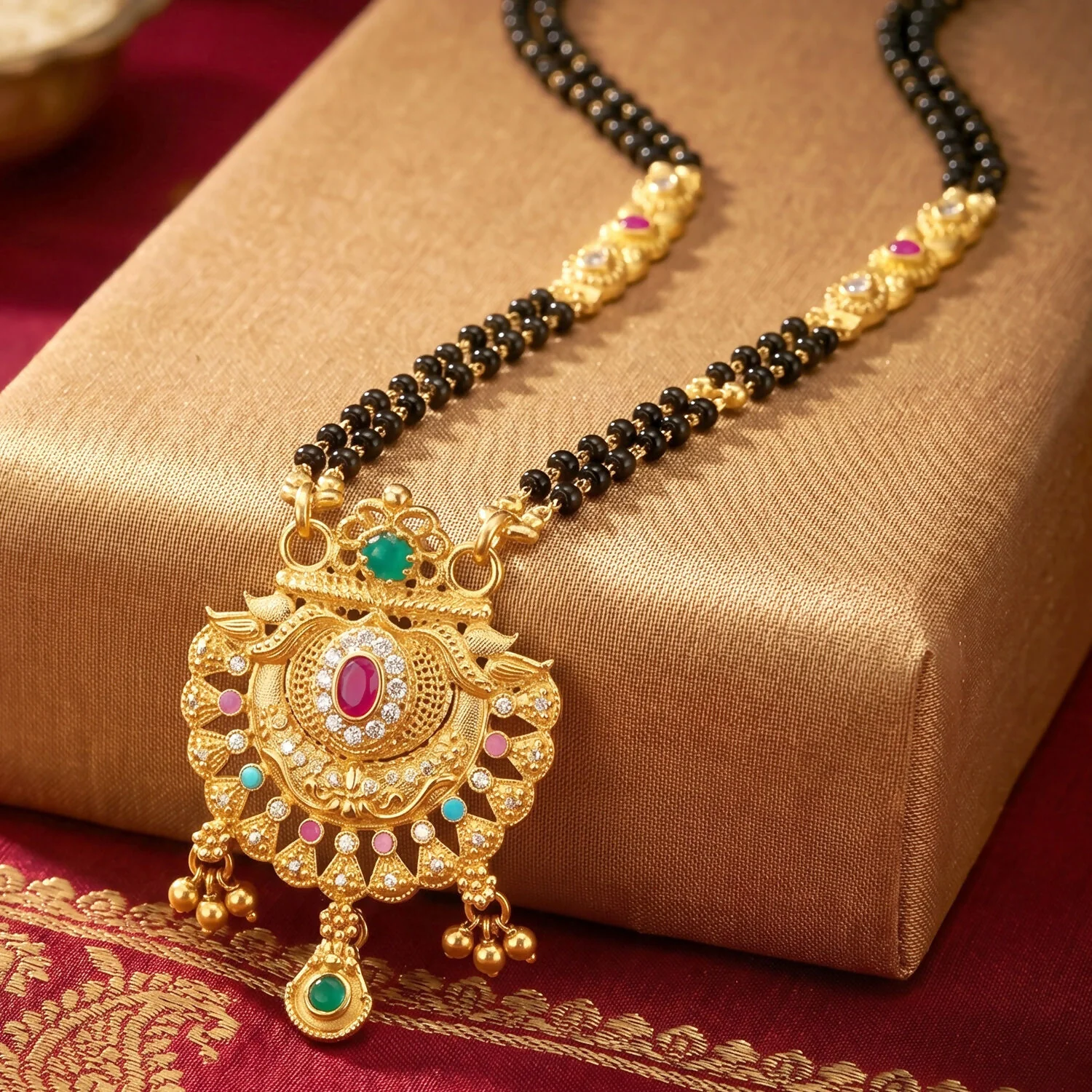 Antique Finish Lotus Peacock Mangalsutra – Elegant Bridal Accessory - Image 5