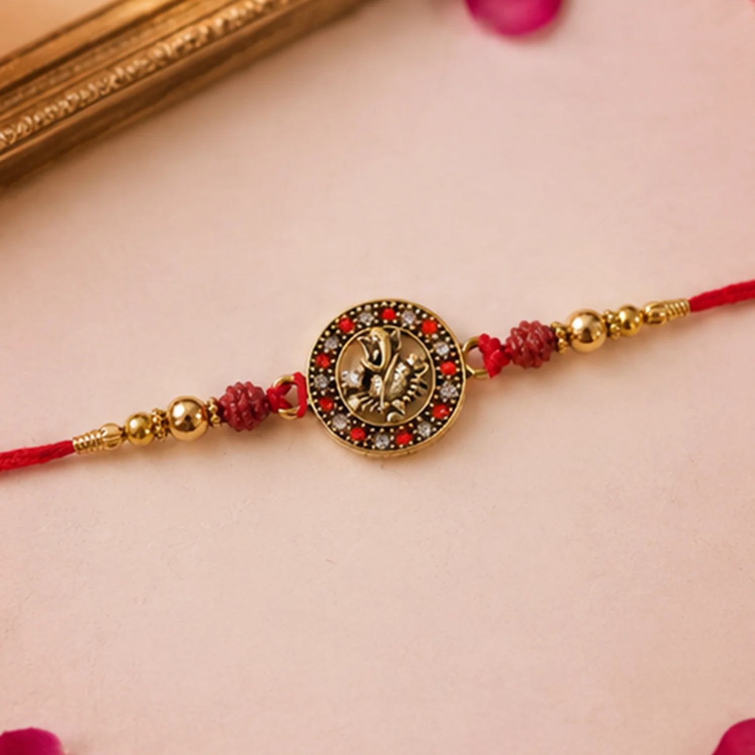 Rakhi with Rudraksha Beads – Traditional Beaded Thread for Brothers - Image 2