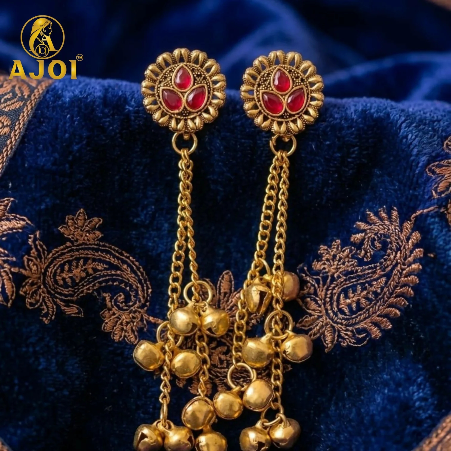 Antique Gold Floral Stud Earrings – Traditional Craftsmanship & Style - Image 3