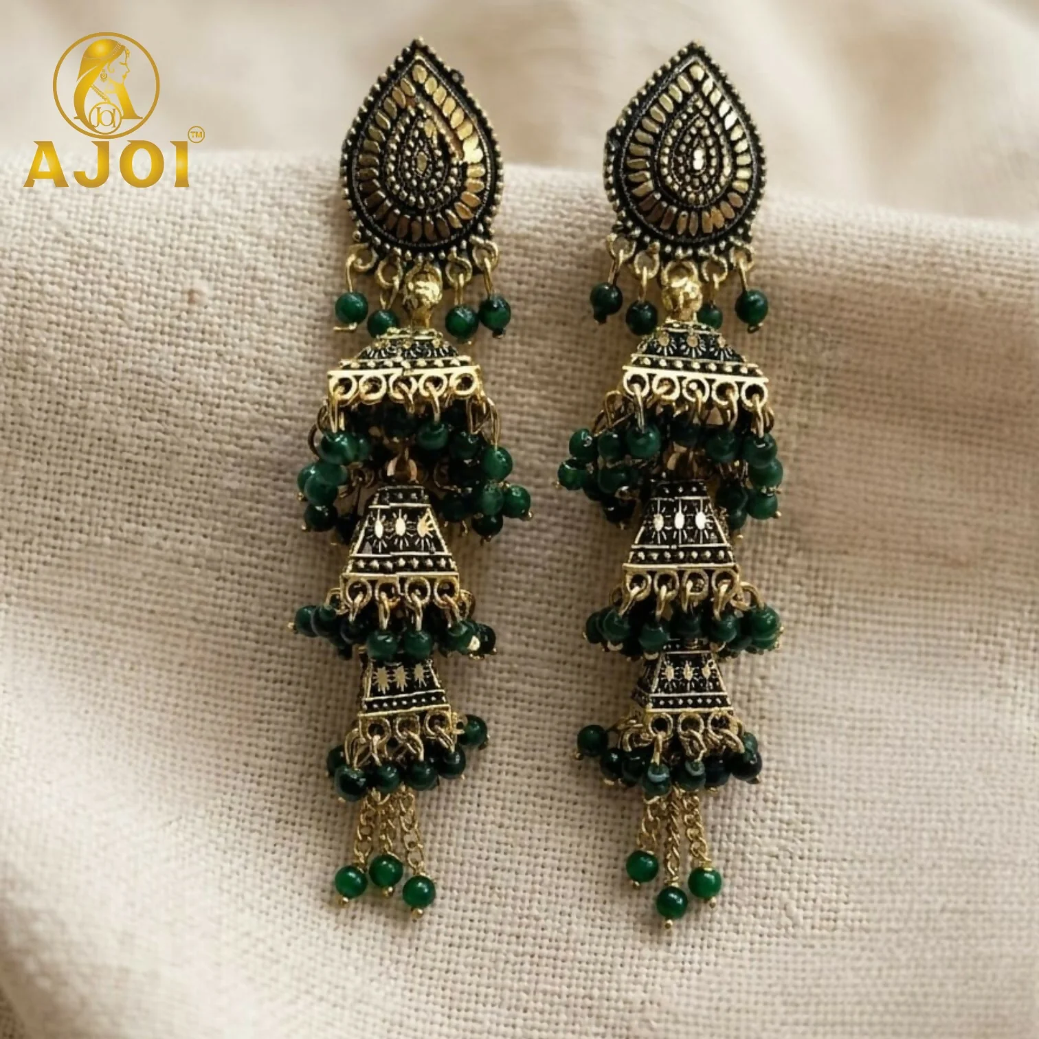Oxidised Gold Jhumka Earrings – Elegant Traditional Jewelry
