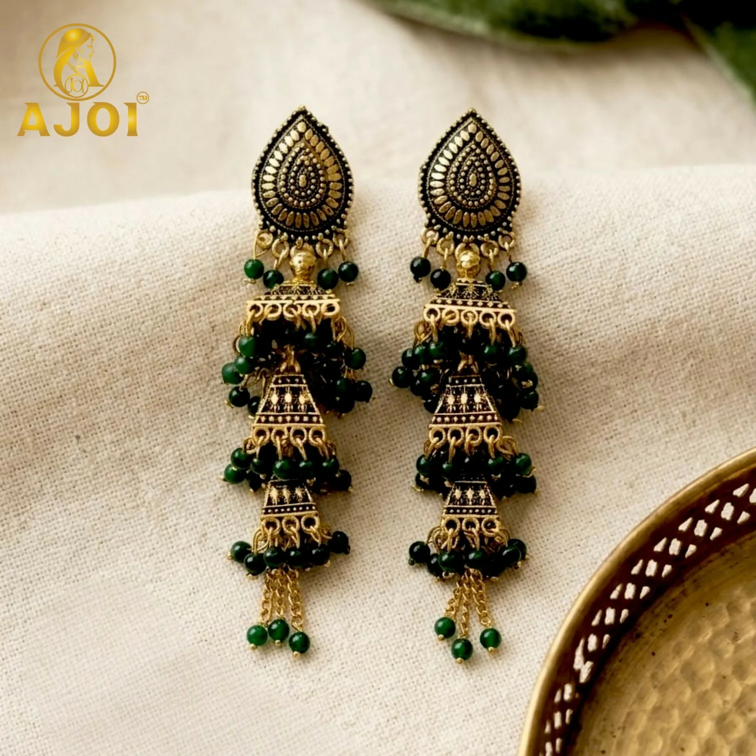 Oxidised Gold Jhumka Earrings – Elegant Traditional Jewelry - Image 4
