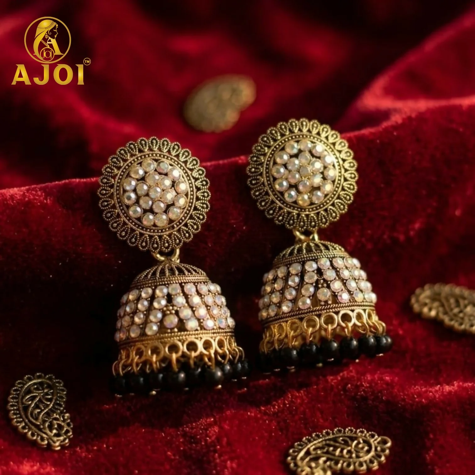 Antique Gold Pearl Jhumka Earrings – Traditional Charm & Elegant Design - Image 4