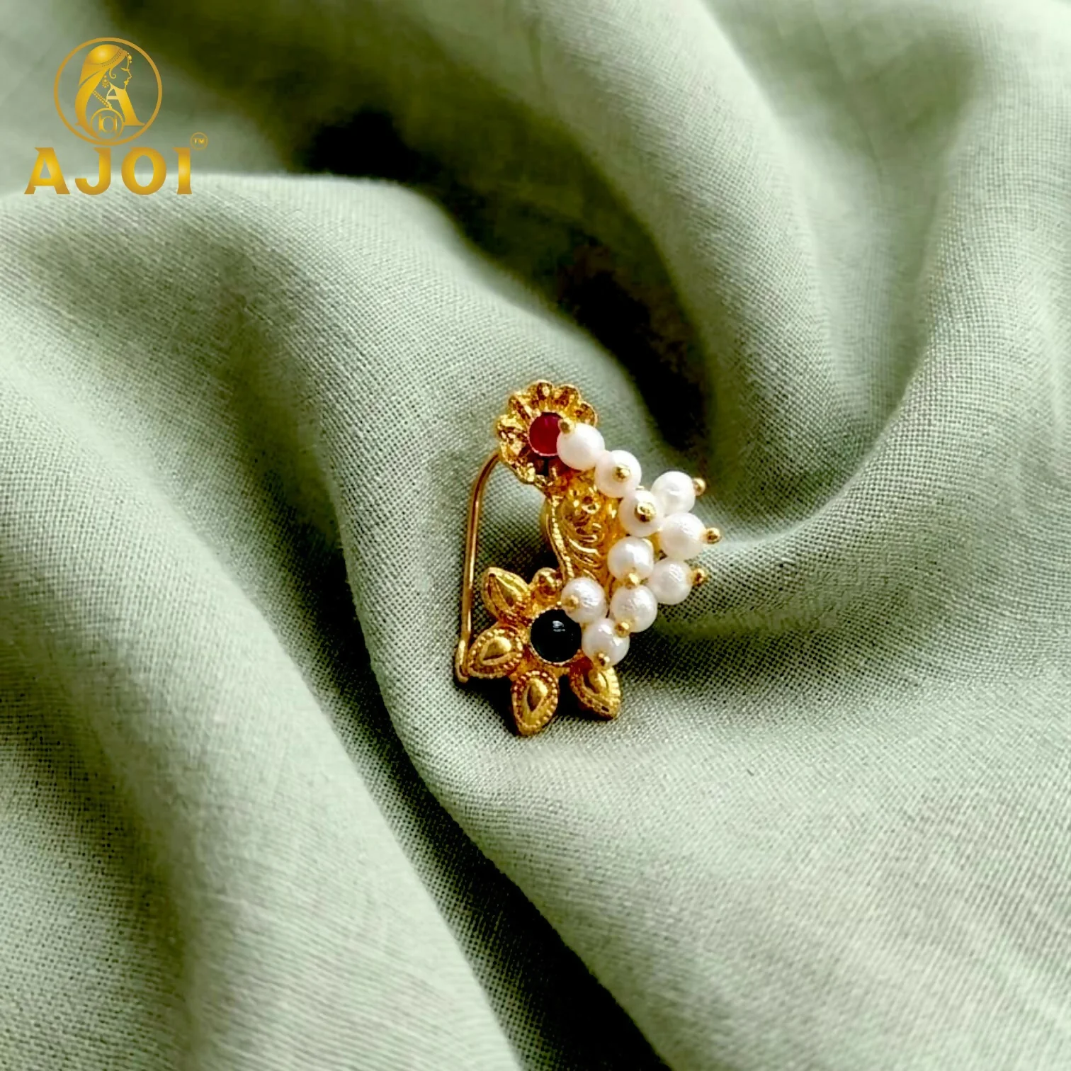 Maharashtrian Nath Nose Pin – Elegant Bridal & Traditional Accessory - Image 3