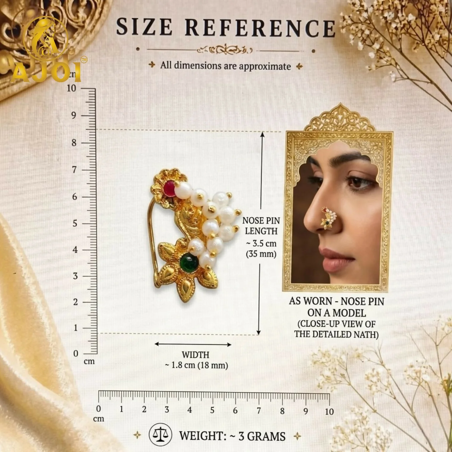 Maharashtrian Nath Nose Pin – Elegant Bridal & Traditional Accessory - Image 5