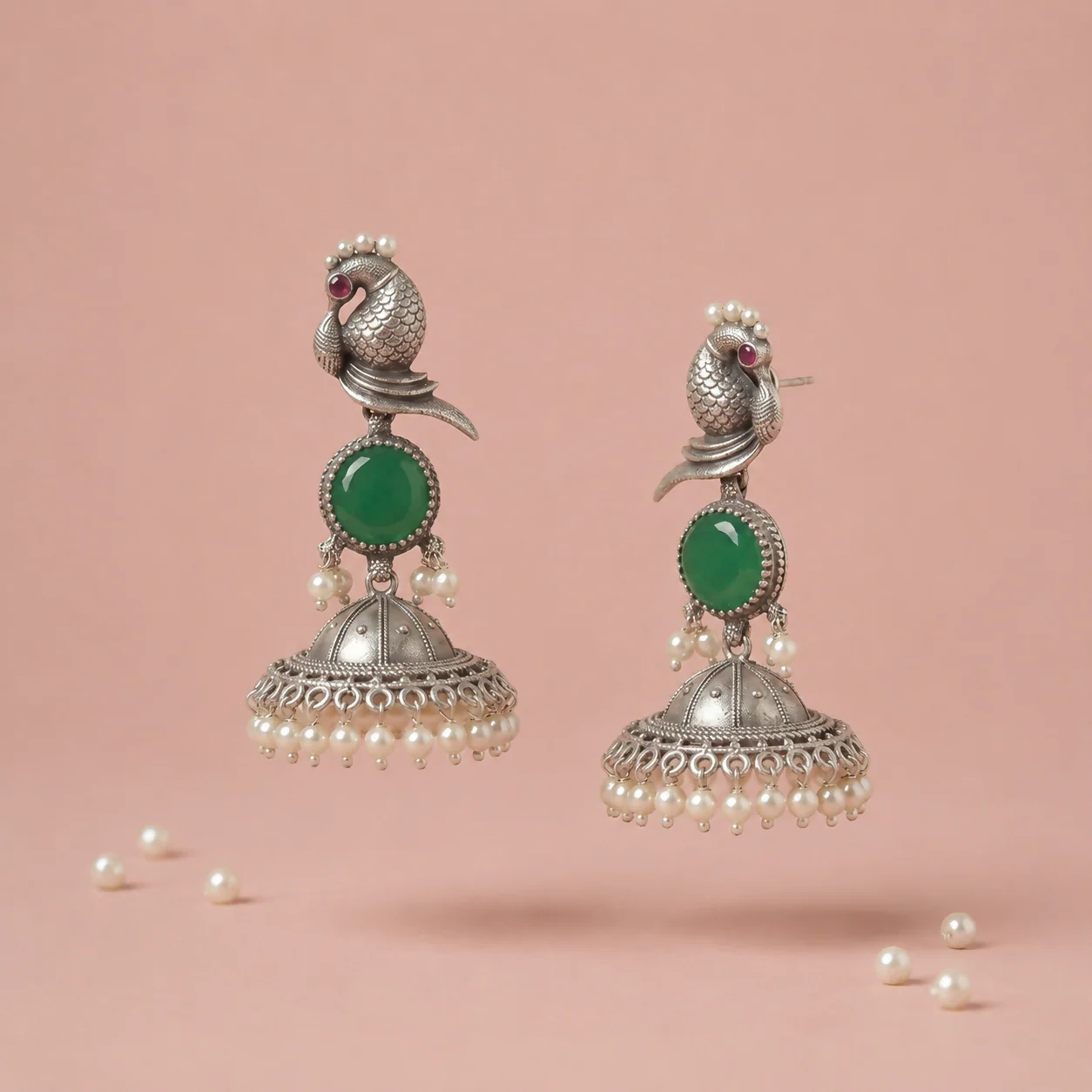 Antique Handmade Dome Earrings – Traditional Boho Tribal Style - Image 2