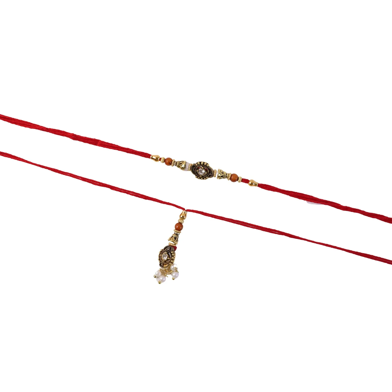 Premium Exquisite Antique Stone Pearl Beads Bhabhi Lumba Rakhi for Rakshabandhan - Image 5
