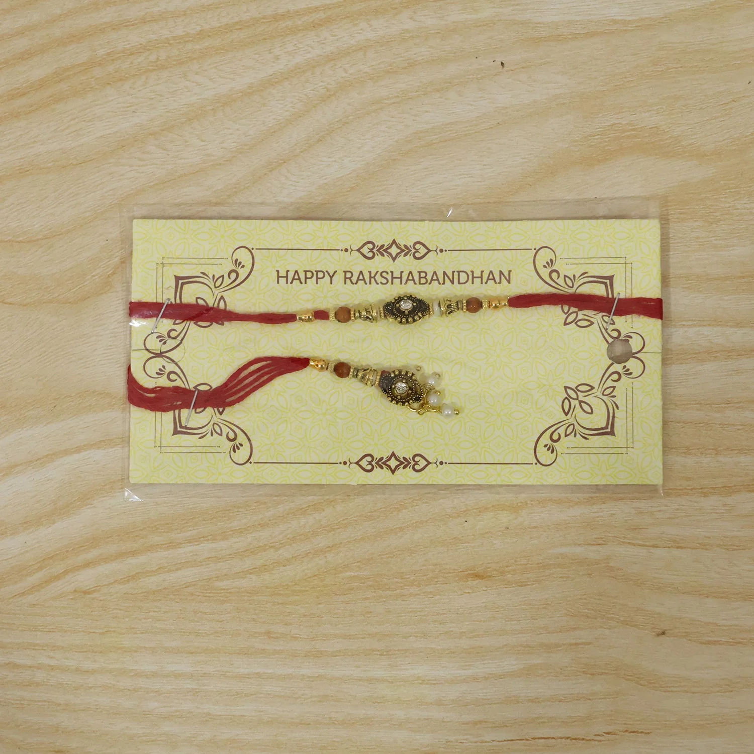Premium Exquisite Antique Stone Pearl Beads Bhabhi Lumba Rakhi for Rakshabandhan - Image 8