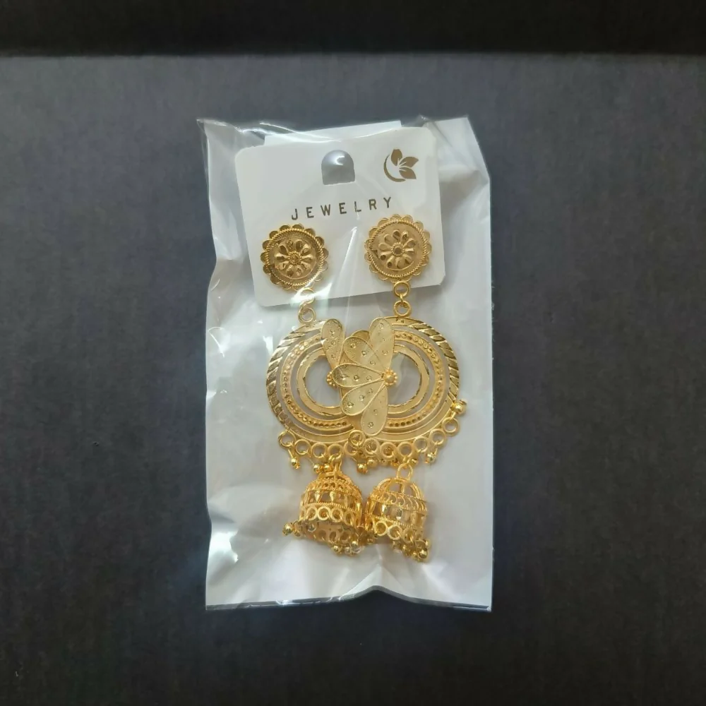 Antique Style Gold Jhumka Earrings – Traditional Elegance & Grace - Image 4