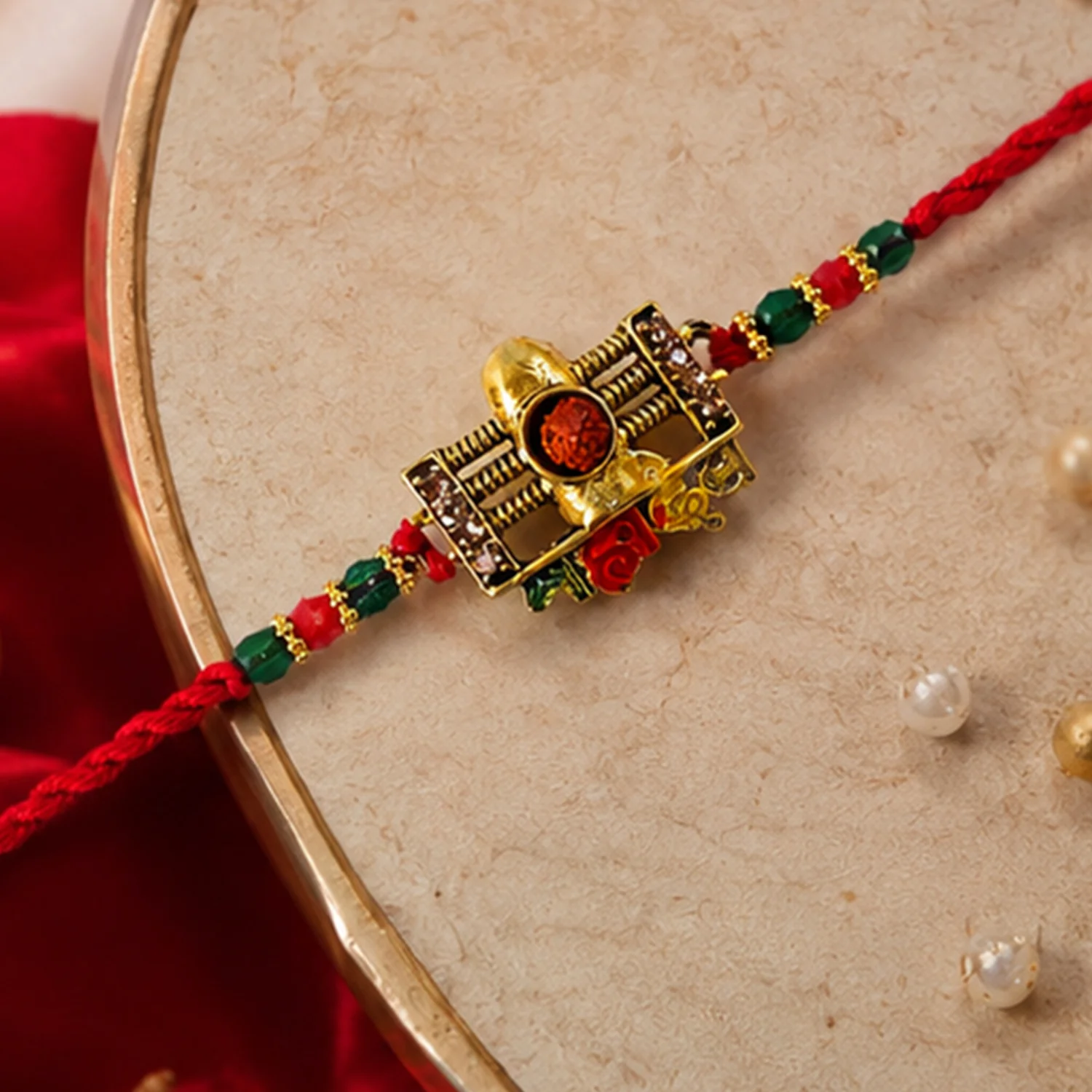 Rudraksha Rakhi – Traditional Festive Design with Beads - Image 2