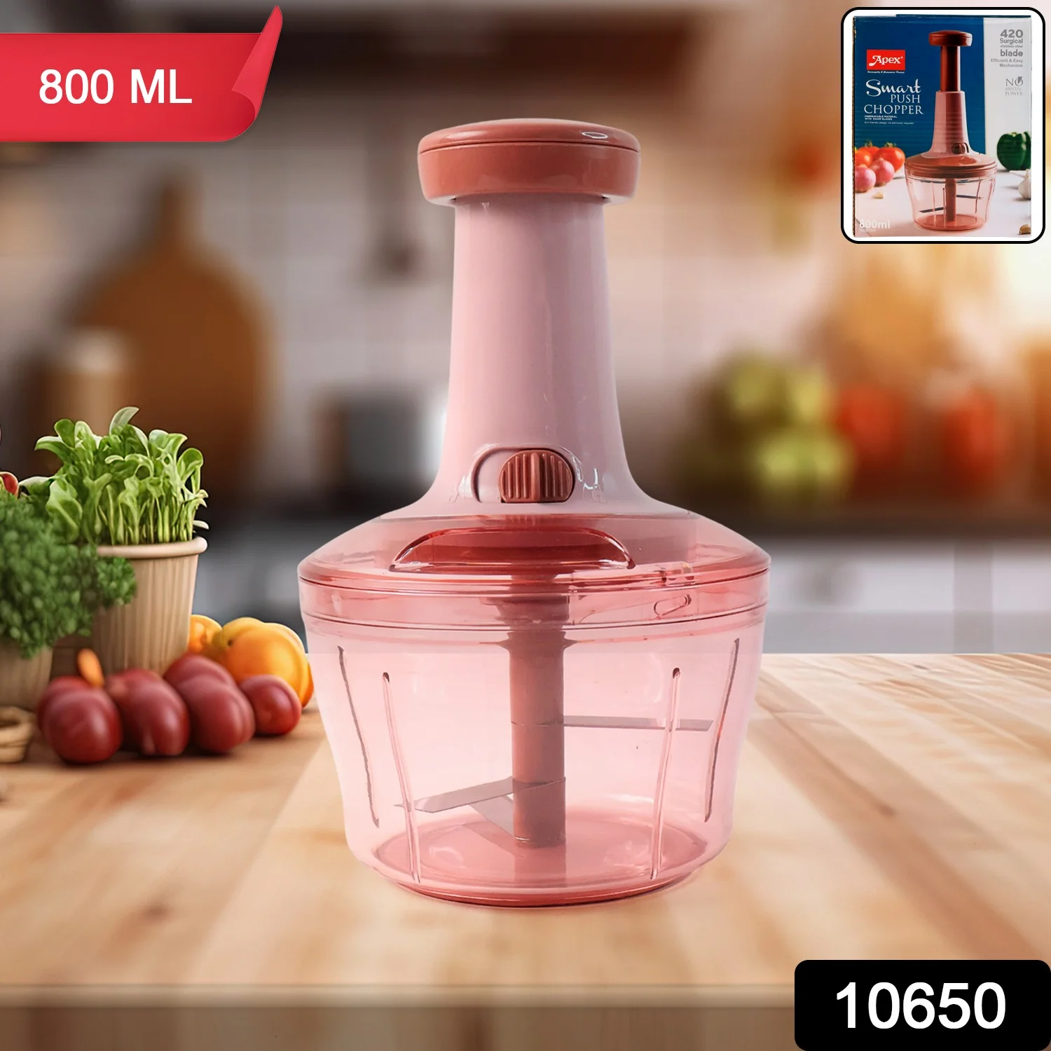 Vegetable Chopper – 800 ML Capacity Manual Food Cutter - Image 2