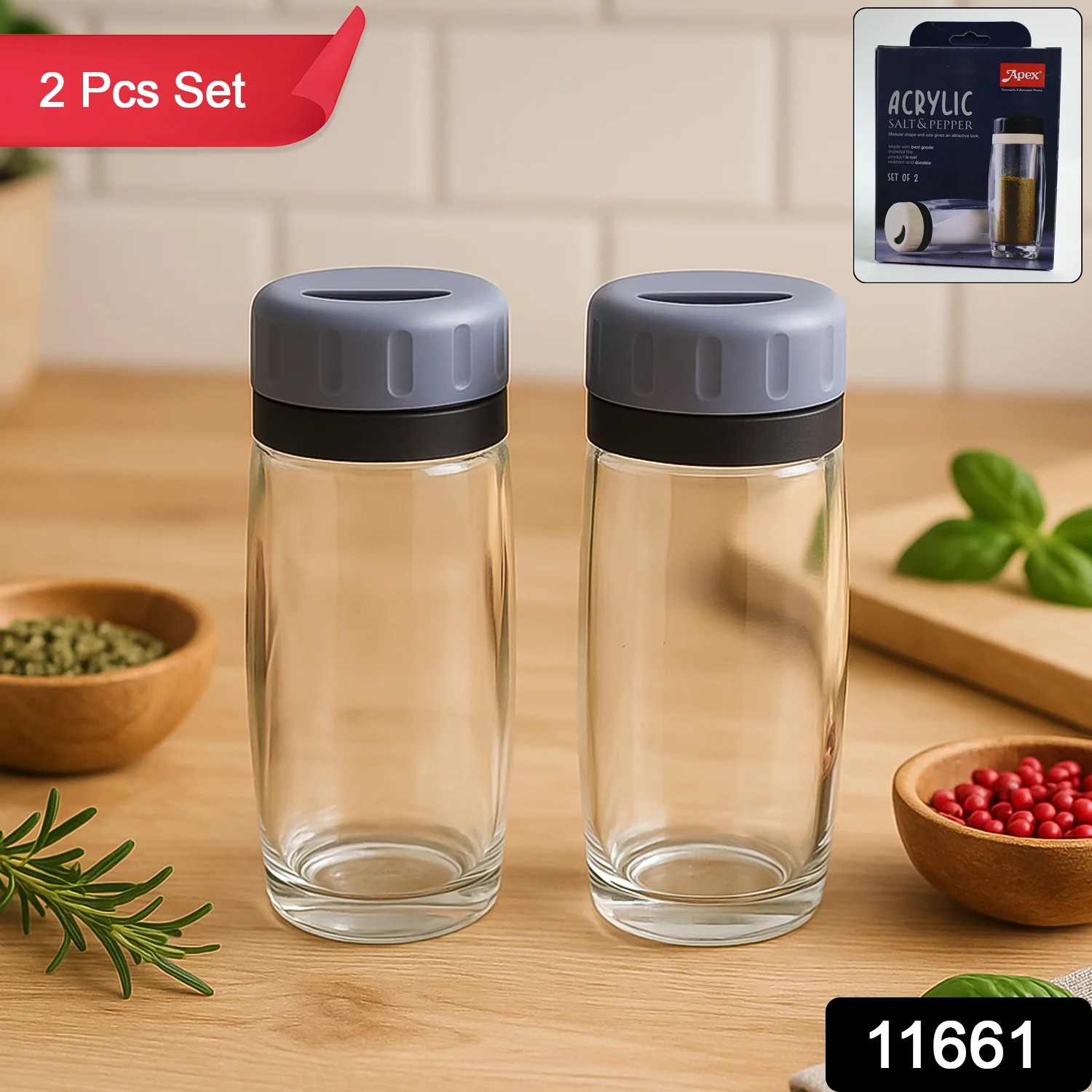 Salt and Pepper Shaker Set – Transparent Acrylic & Durable Design - Image 2