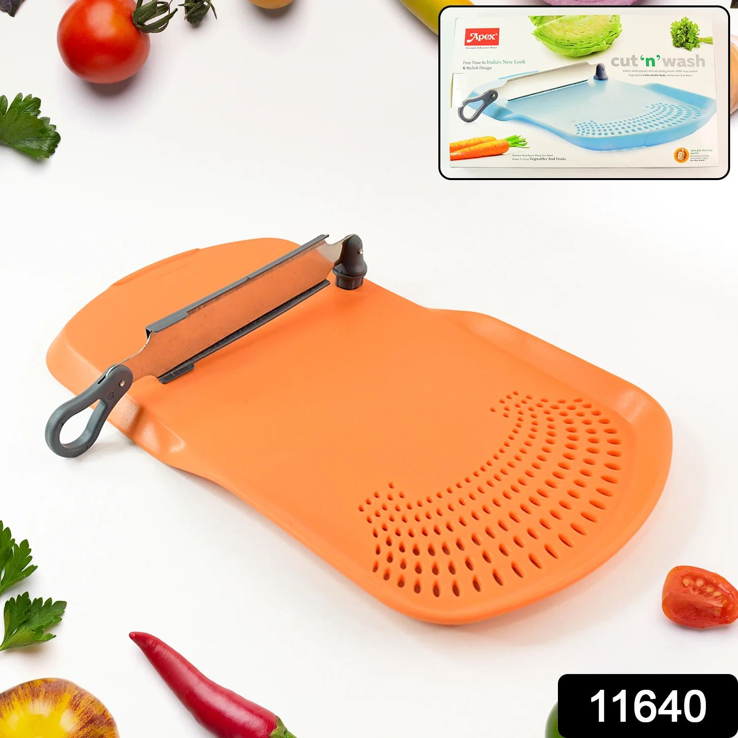 Cut 'n' Wash Multipurpose Cutting Board – Integrated Strainer & Knife - Image 2