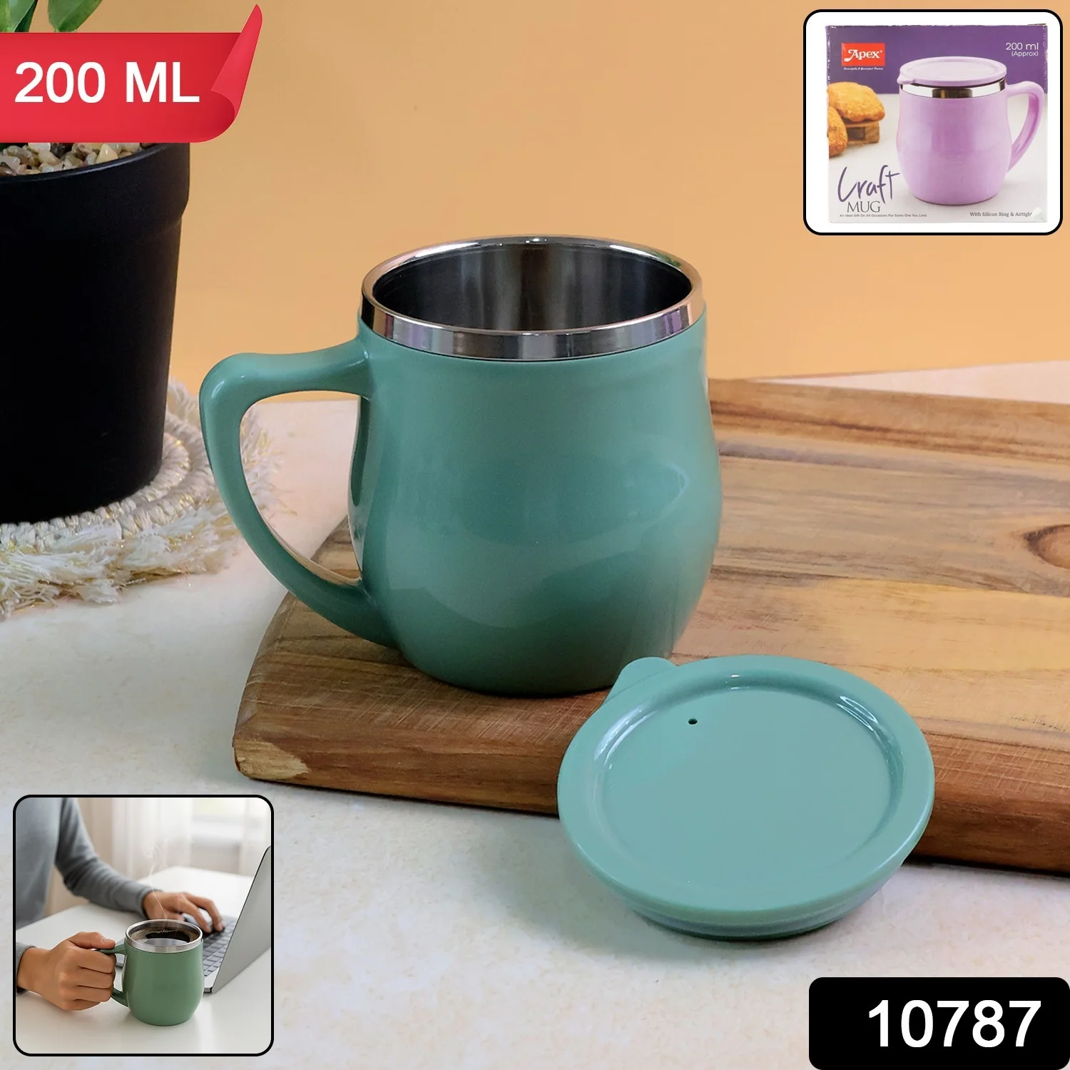 Double-Wall Desk Mug – Stainless Steel, Spill-Resistant 200ml - Image 2