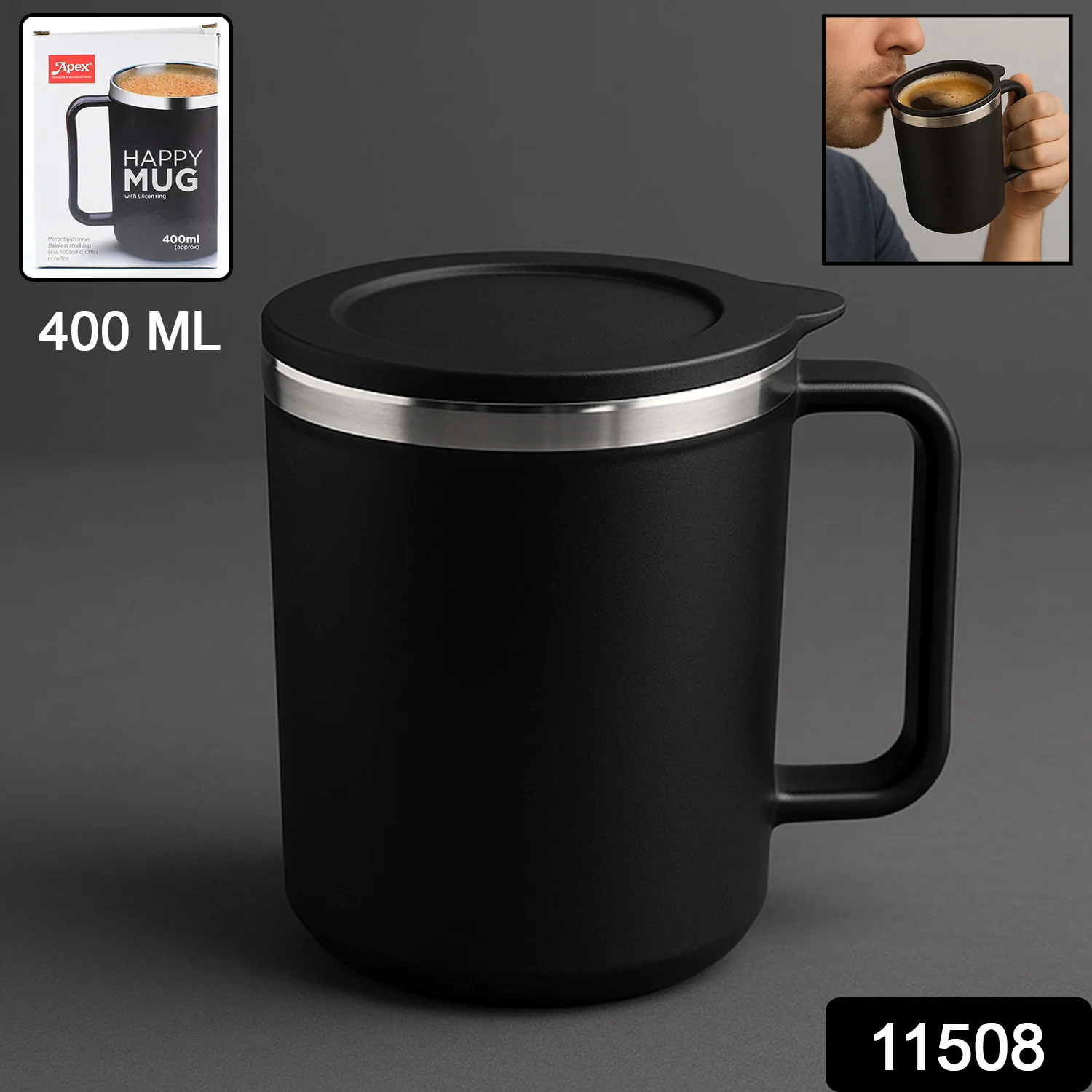 Insulated Coffee Mug – 400ml Double Wall Steel Travel Mug - Image 2