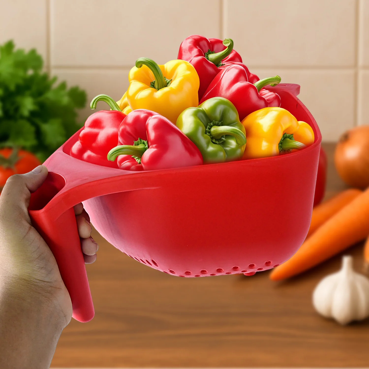 Plastic Strainer Bowl – Ergonomic Handle & Quick Drainage - Image 3