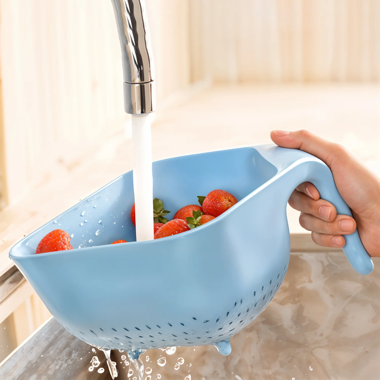 Plastic Strainer Bowl – Ergonomic Handle & Quick Drainage - Image 4