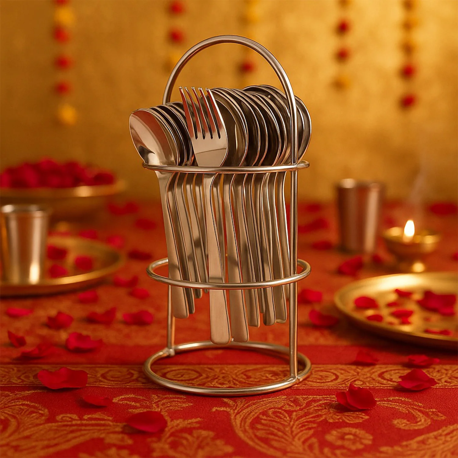 Stainless Steel Cutlery Set – 16-Piece with Elegant Stand - Image 7