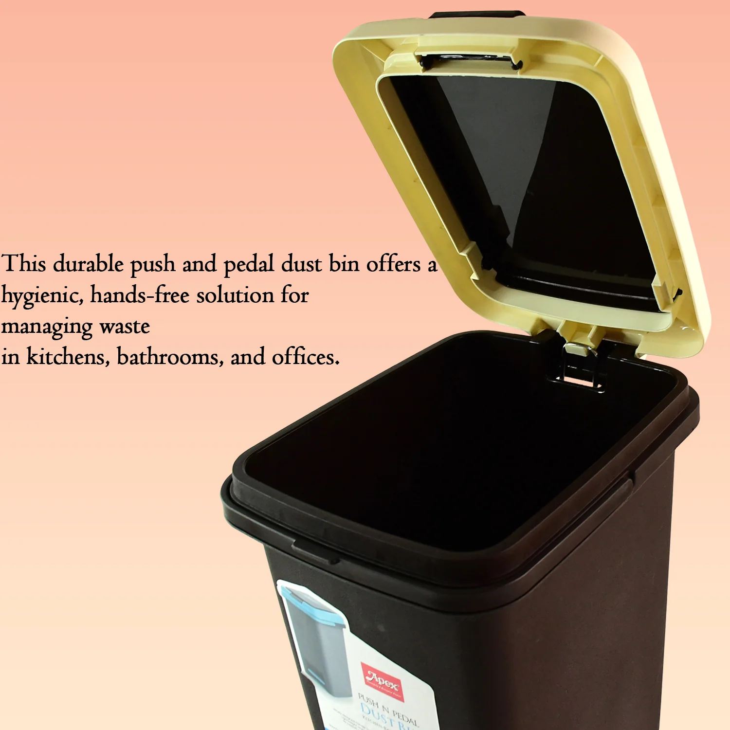 Push N Pedal Plastic Dustbin – 10L Capacity, Hands-Free Hygiene - Image 6