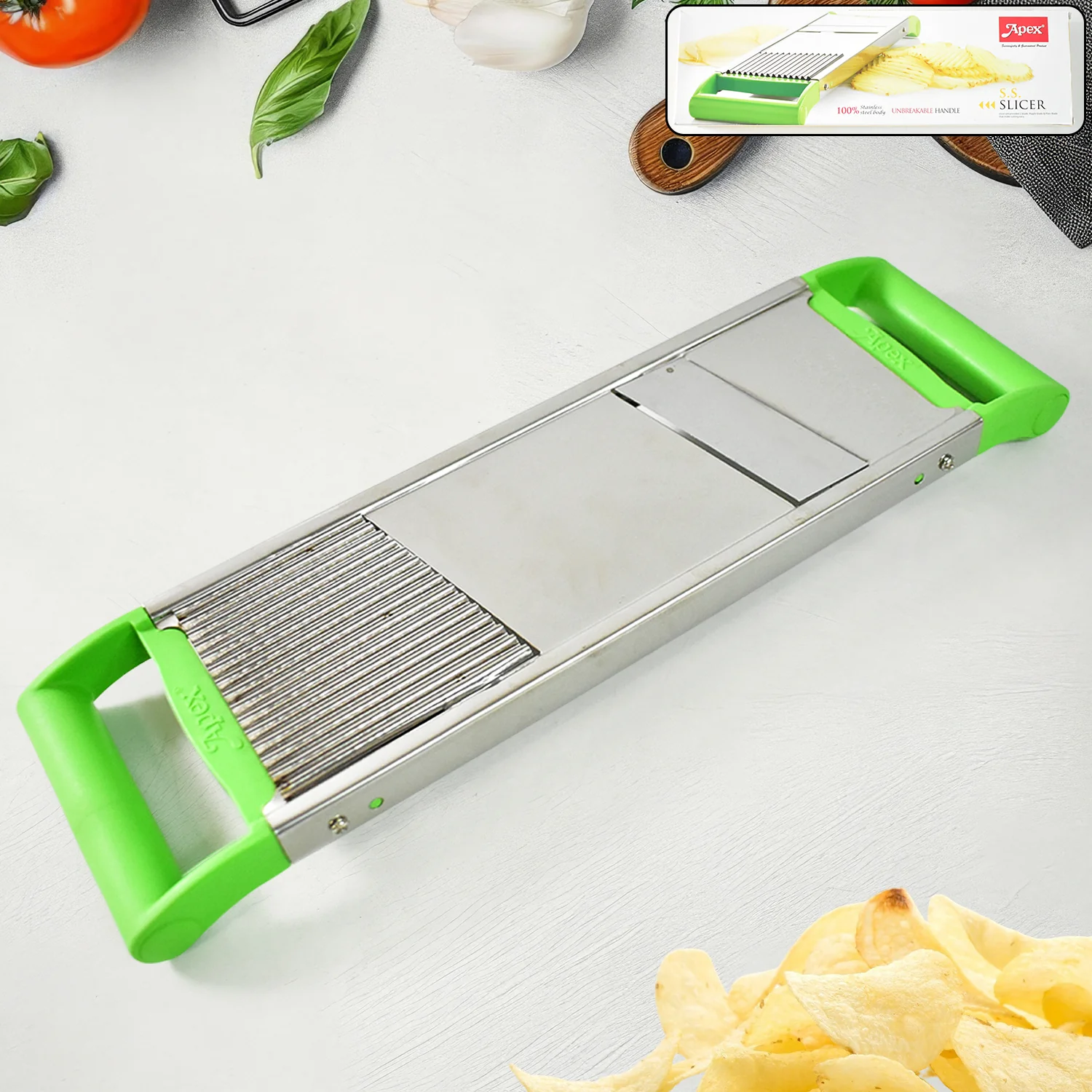 Stainless Steel Vegetable Slicer – Durable 2-in-1 Mandoline Cutter - Image 3