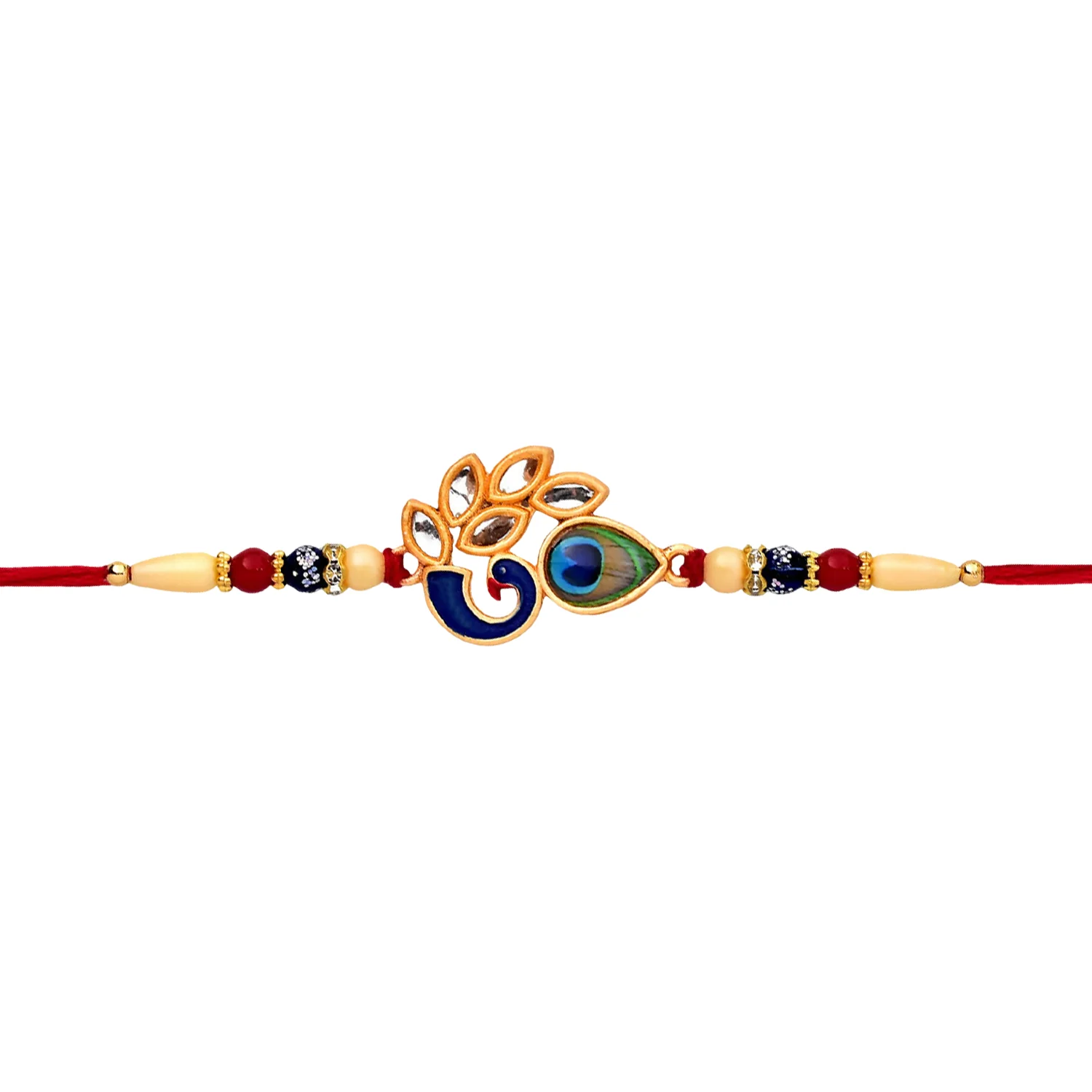 Mor Pankh Rakhi – Artistic Enamel Design with Traditional Thread - Image 5