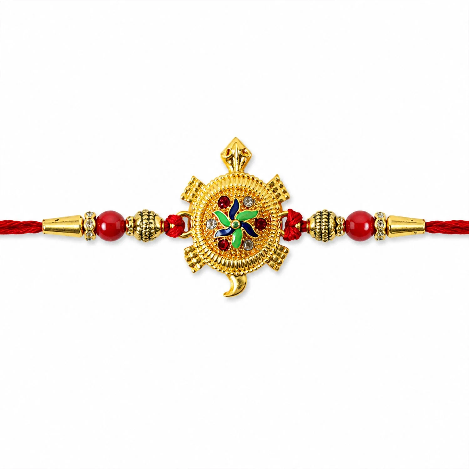 Golden Tortoise Rakhi – Elegant Traditional Brother Gift - Image 5