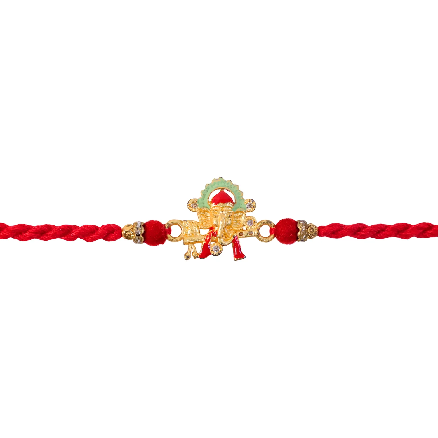 Auspicious Lord Ganesha Rudraksha Designer Meenakari Rakhi for Brother - Image 5