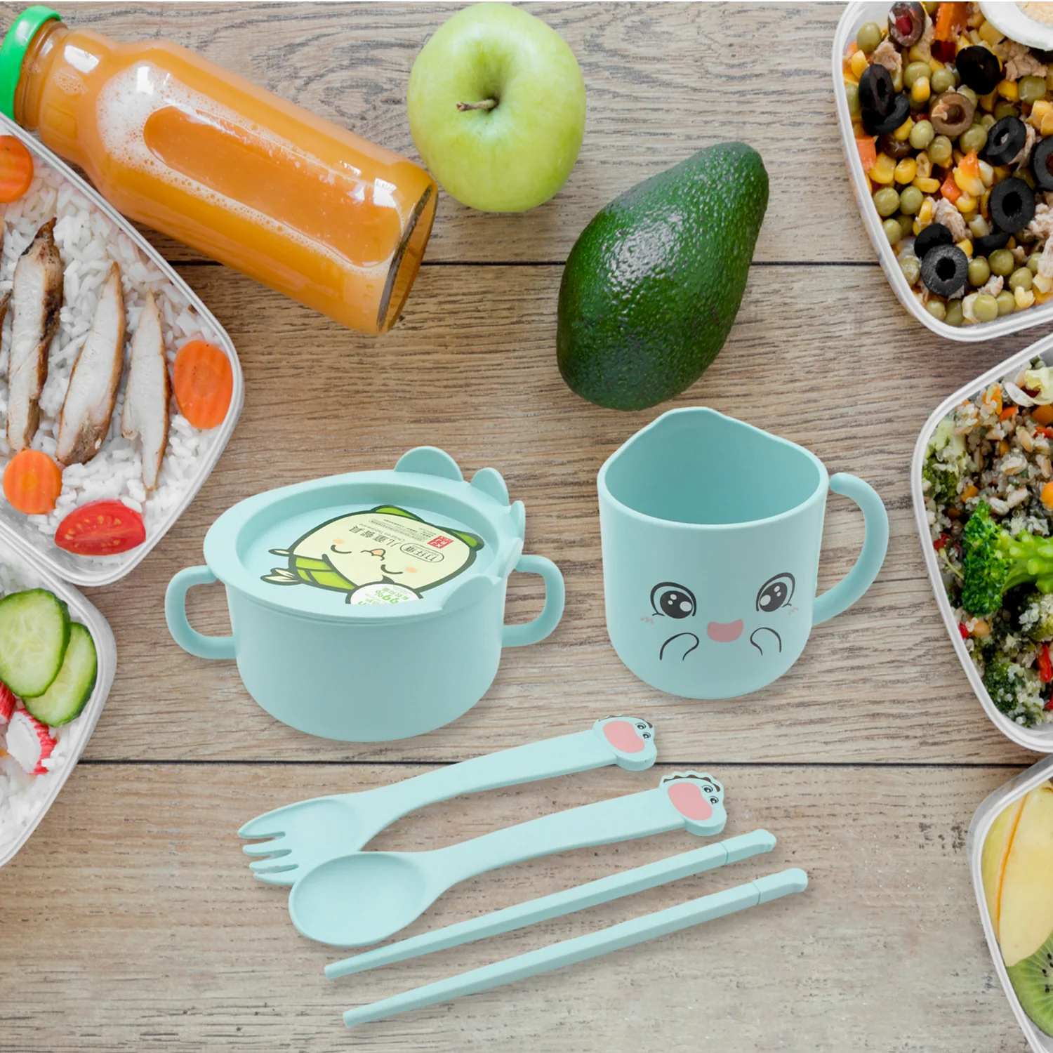 Baby Feeding Set – 7-Piece Bamboo Fibre Dinnerware | Baby Ladle - Image 5