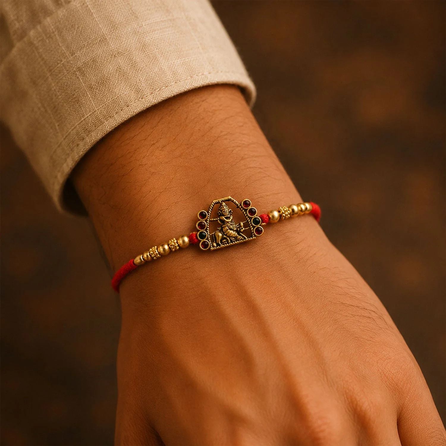 Bal Gopal Krishna Rakhi – Pearls & Vibrant Stones for Rakshabandhan - Image 2