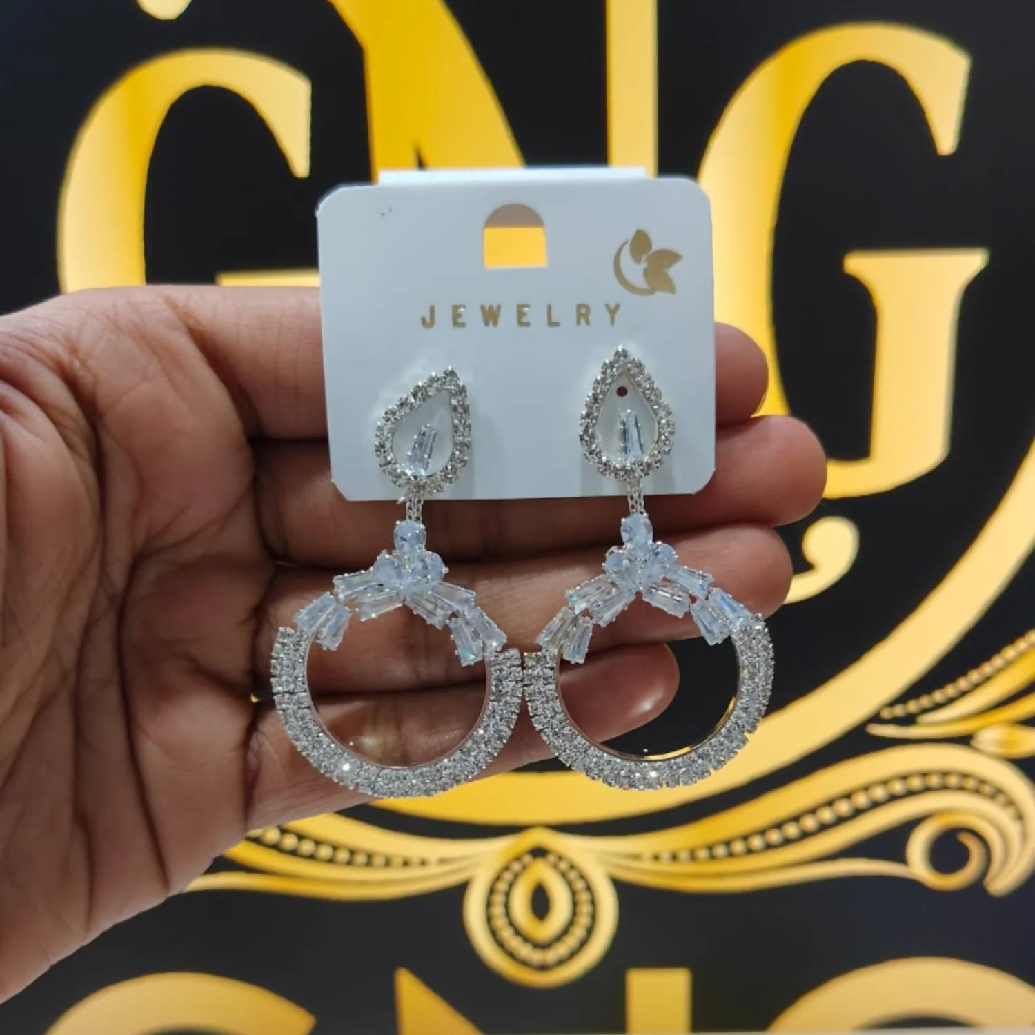 Statement Earrings – Elegant Silver-Tone Circular Design for Festive Looks - Image 4