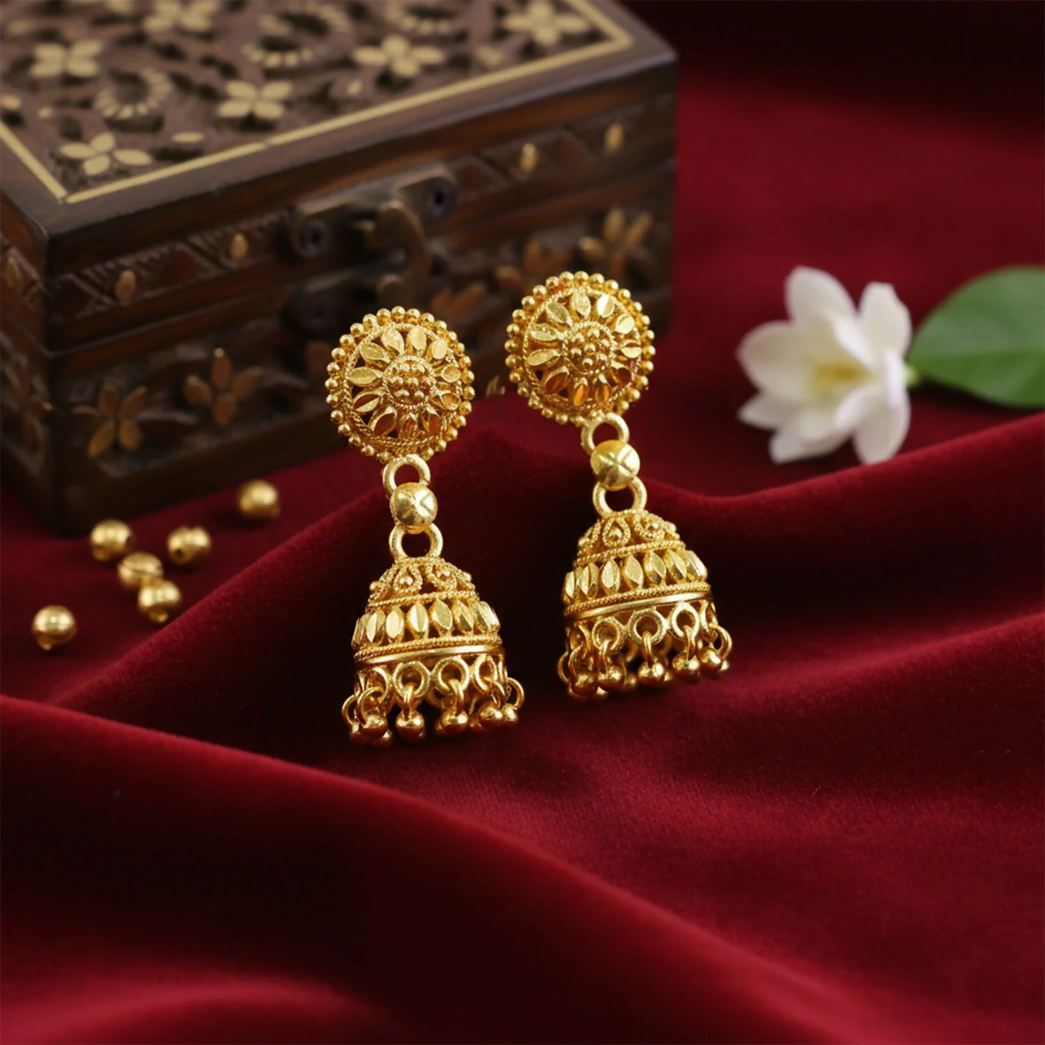 Traditional Jhumka Earrings – Elegant Gold Plated Design for Women