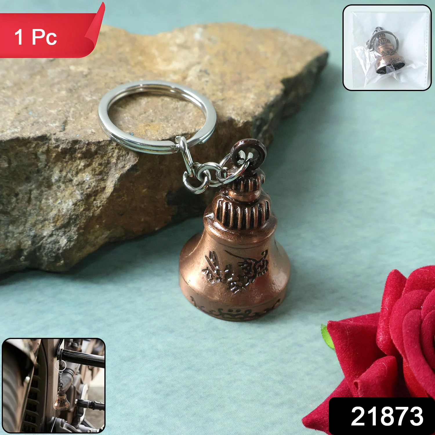 Bell Shape Mini Metal Keychain – Stylish Durable Key Holder - Image 2