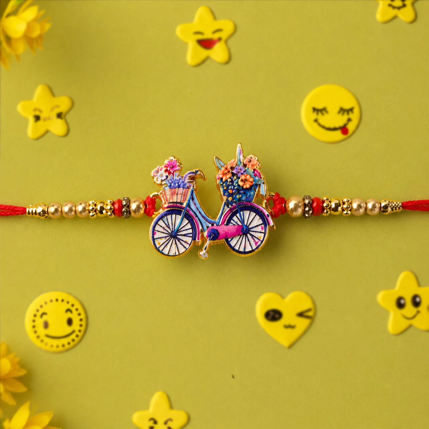 Bicycle Charm Stone Studded Designer Rakhi for Brother - Image 4
