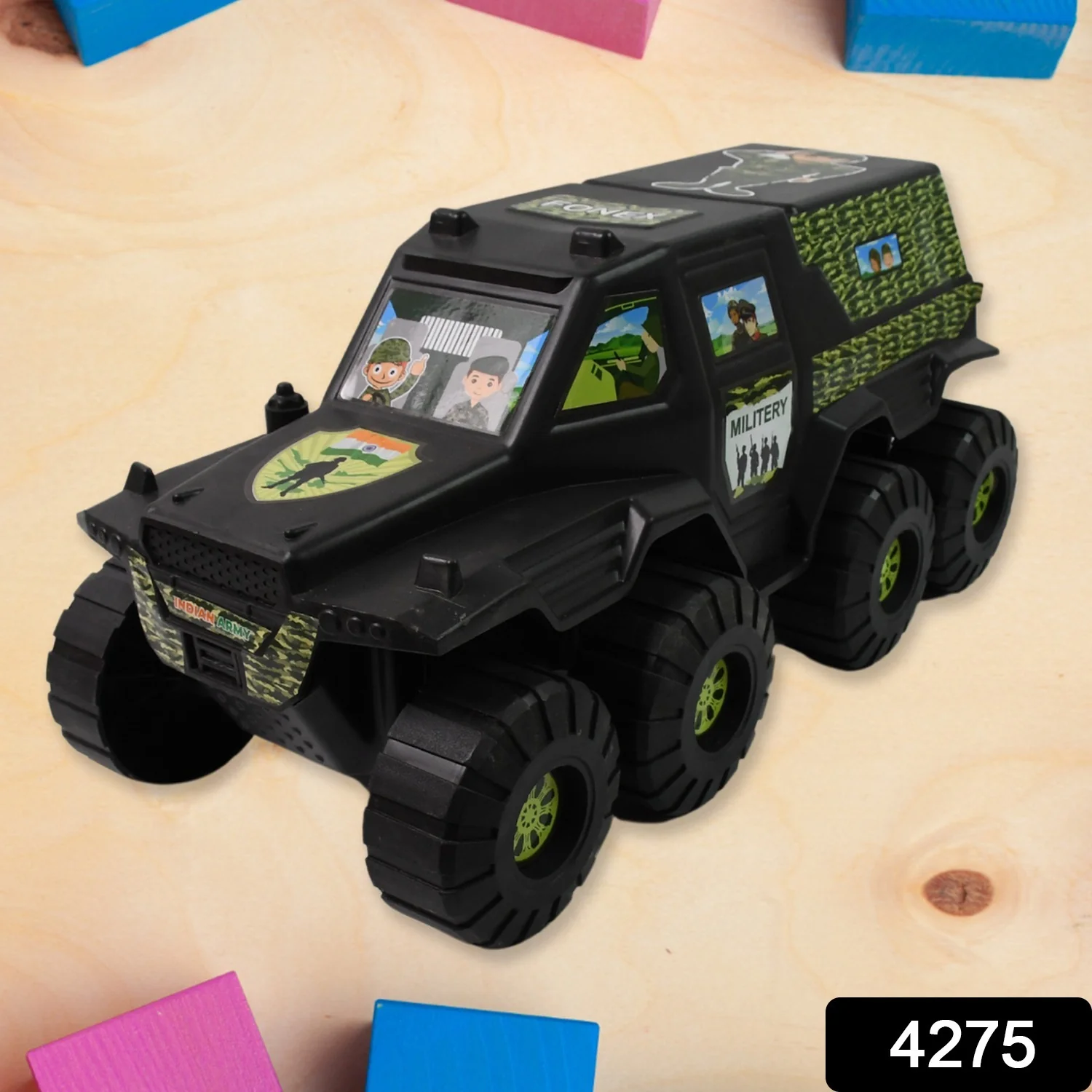 Military Toy Car – 8-Wheel Plastic Army Vehicle | Brain Horizon - Image 2