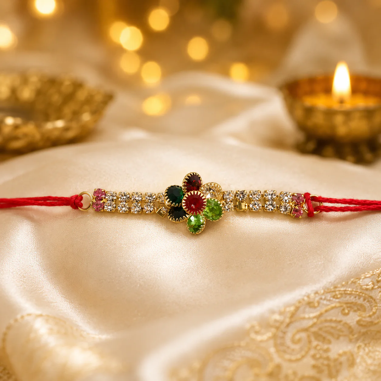 Multicolour Floral Rakhi – Traditional and Stylish Design for Raksha Bandhan - Image 3