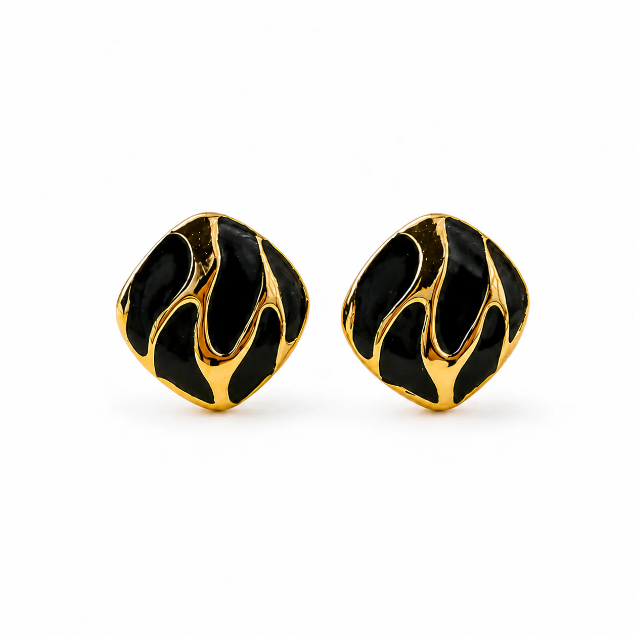 Black & Gold Stud Earrings – Trendy Daily Wear Accessory - Image 5