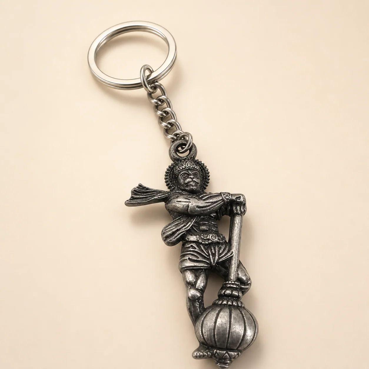 Black Metal Hanuman Keychain for Bike Car Keys & Stylish Spiritual Accessory - Image 3