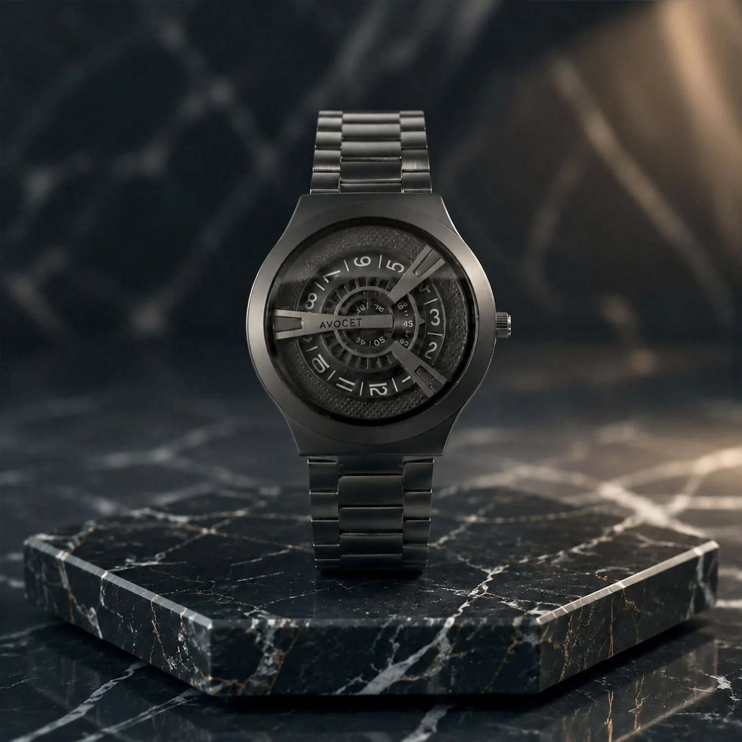 Black Round Metal Strap Analog Watch – Sporty Modern Design - Image 2