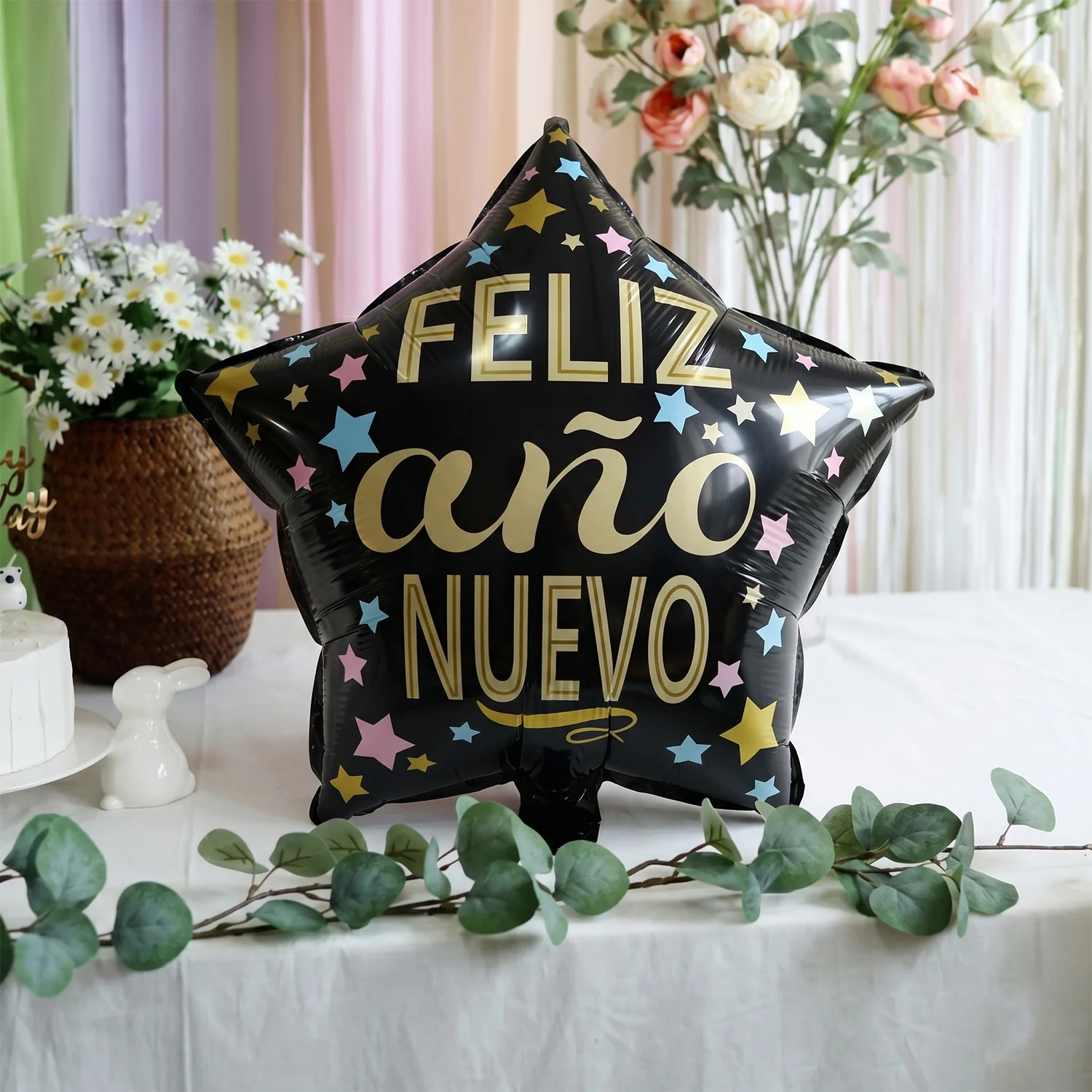 Black Star Feliz Ano Nuevo Foil Balloon – Bright Festive Decor - Image 5