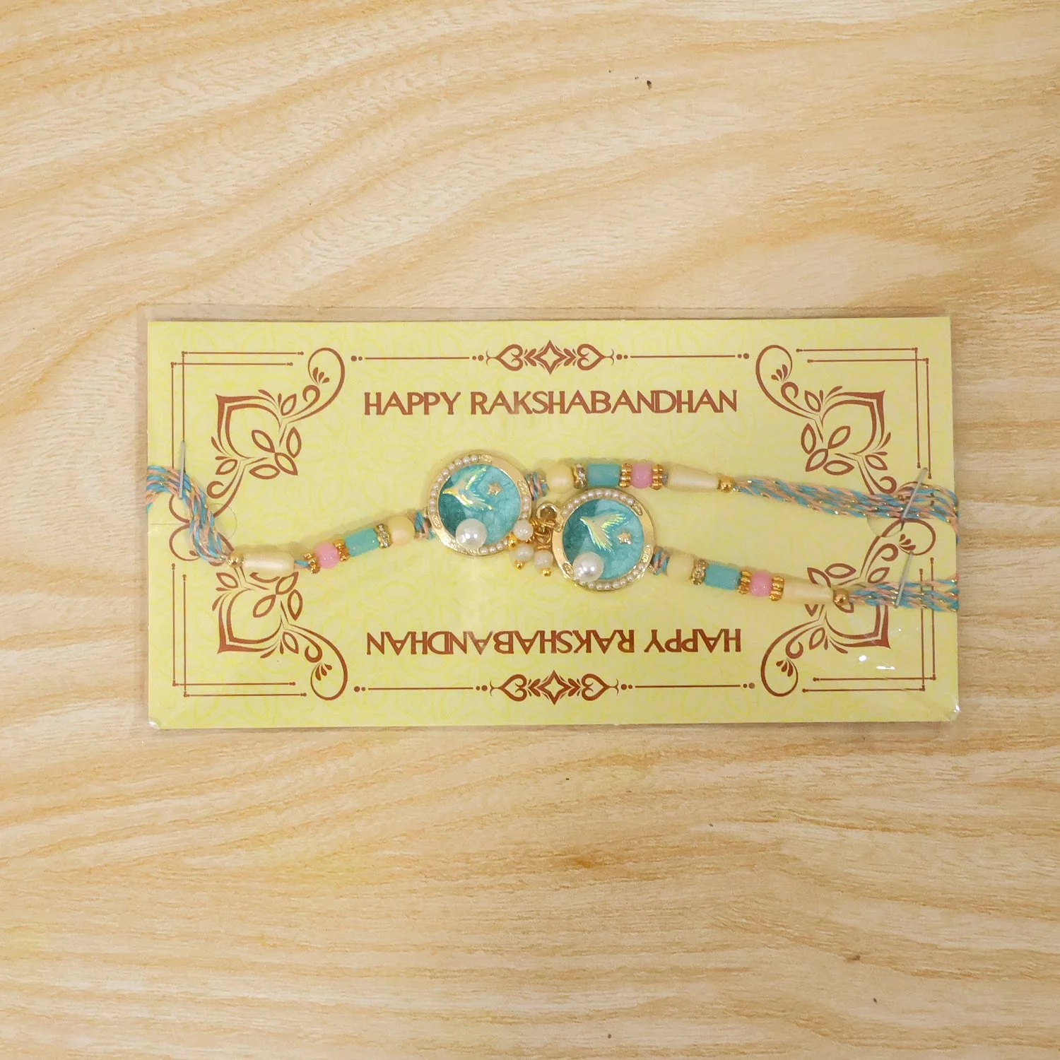 Blue Floral Kundan Pearls Lumba Rakhi for Bhabhi – Elegant Festive Design - Image 6