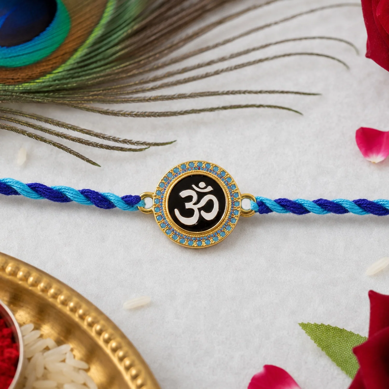 Om Rakhi – Elegant Blue Dori for Brothers on Raksha Bandhan