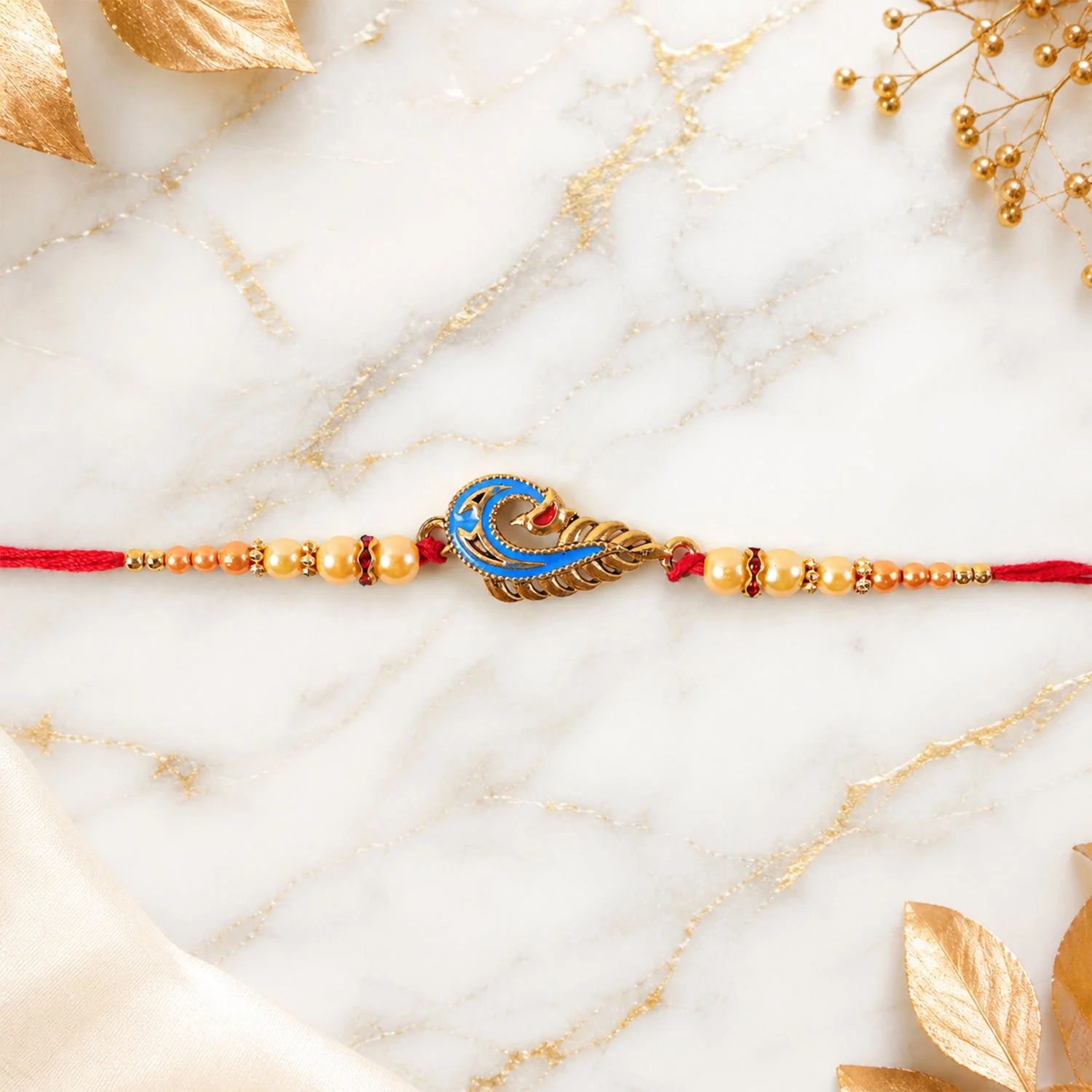Blue Peacock Meenakari Rakhi for Brother Bhai Raksha Bandhan Festival Special Gift - Image 5