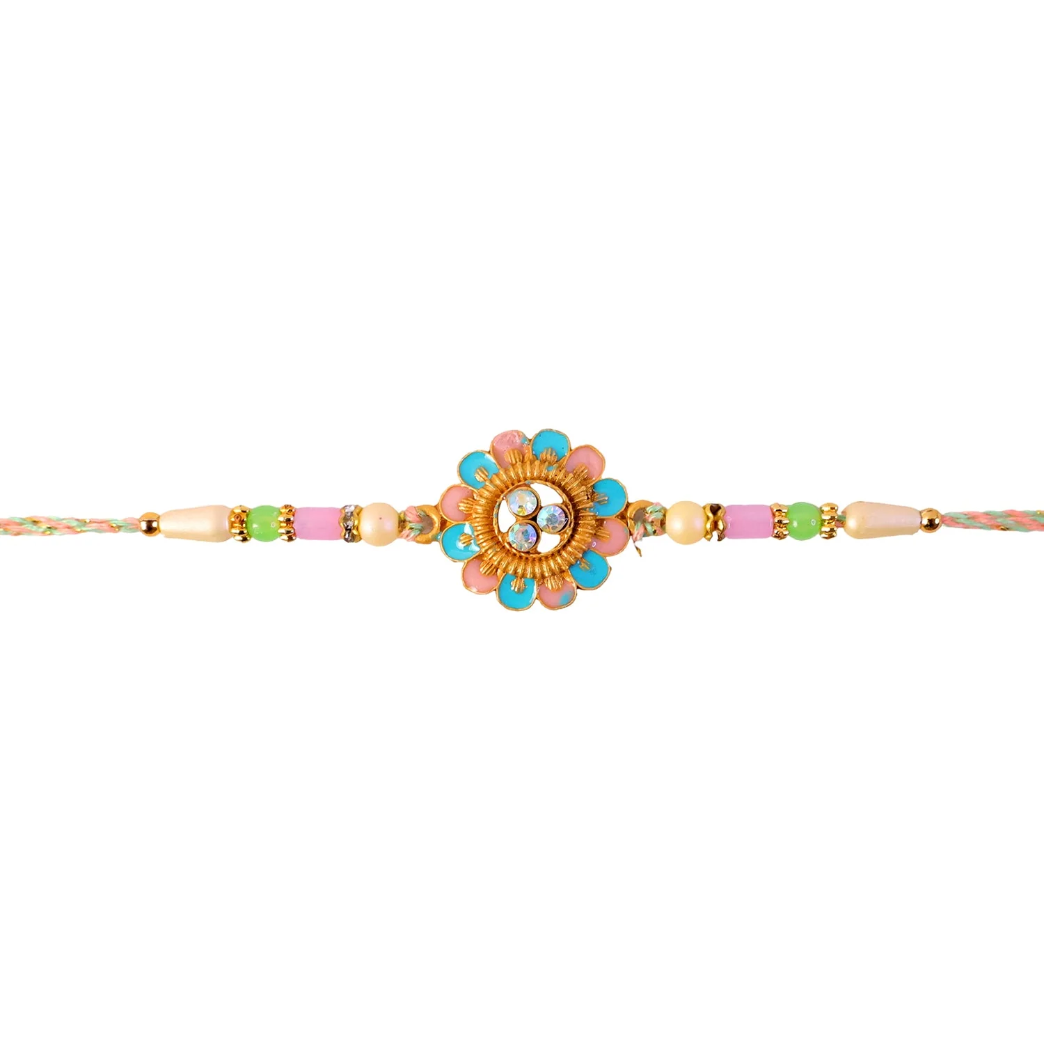 Blue Pink Meenakari Floral Rakhi – Elegant Festive Gift for Brothers - Image 5