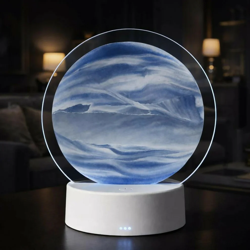 Blue Moving Sand Art Lamp – Calming Desk Night Light for Home - Image 4